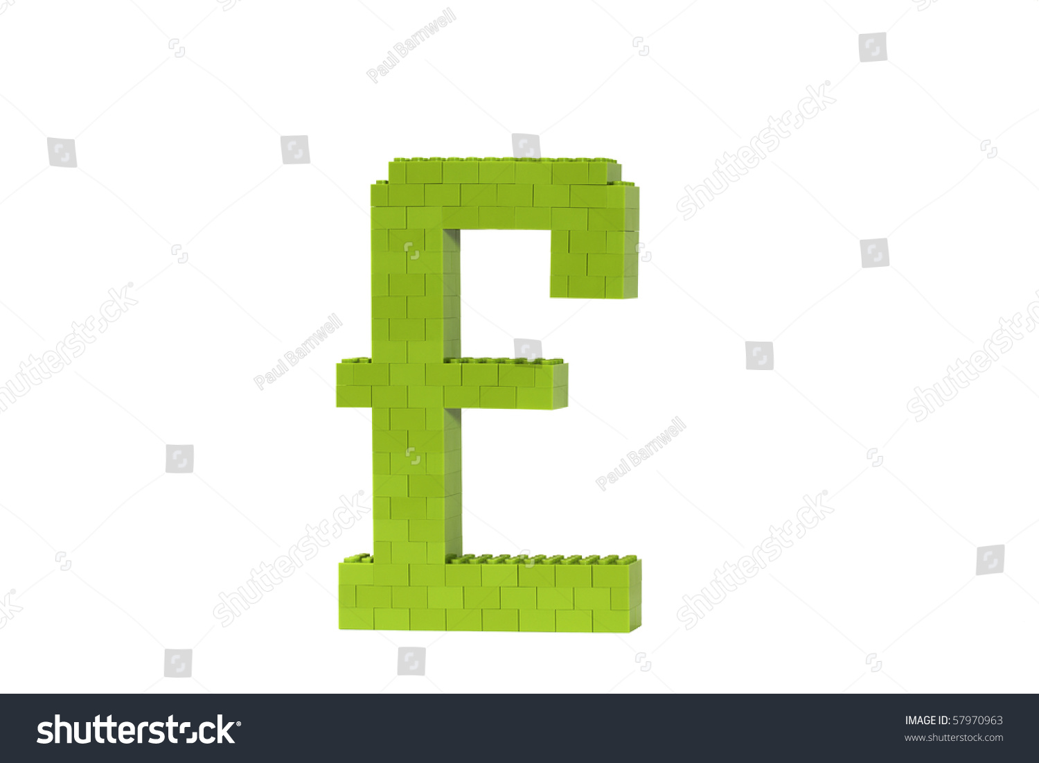 A Green Pound Symbol (Gbp) Constructed From Toy Bricks And Shot Against ...