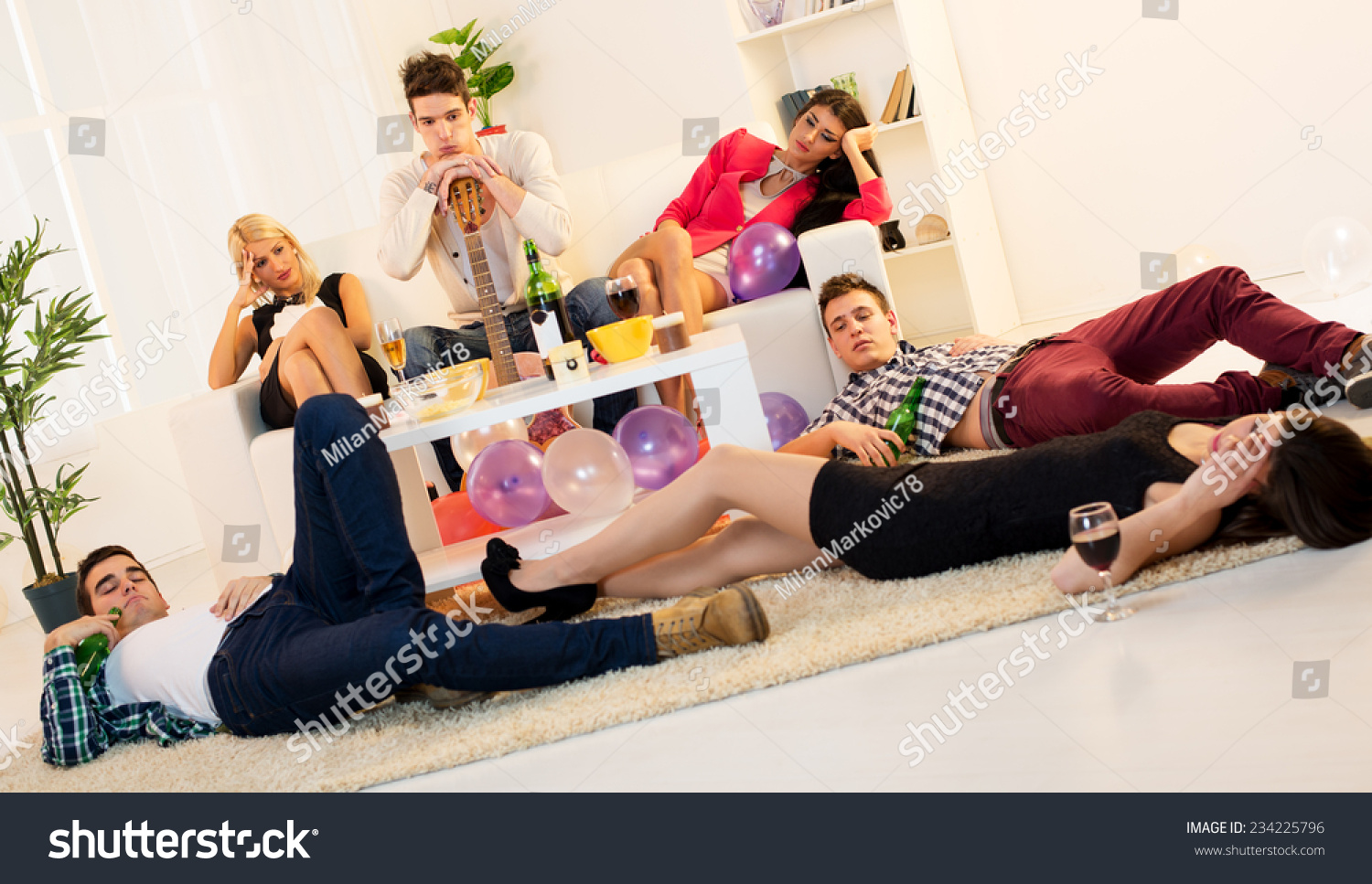 Group Young People Drunk Hungover After Stock Photo 234225796 ...