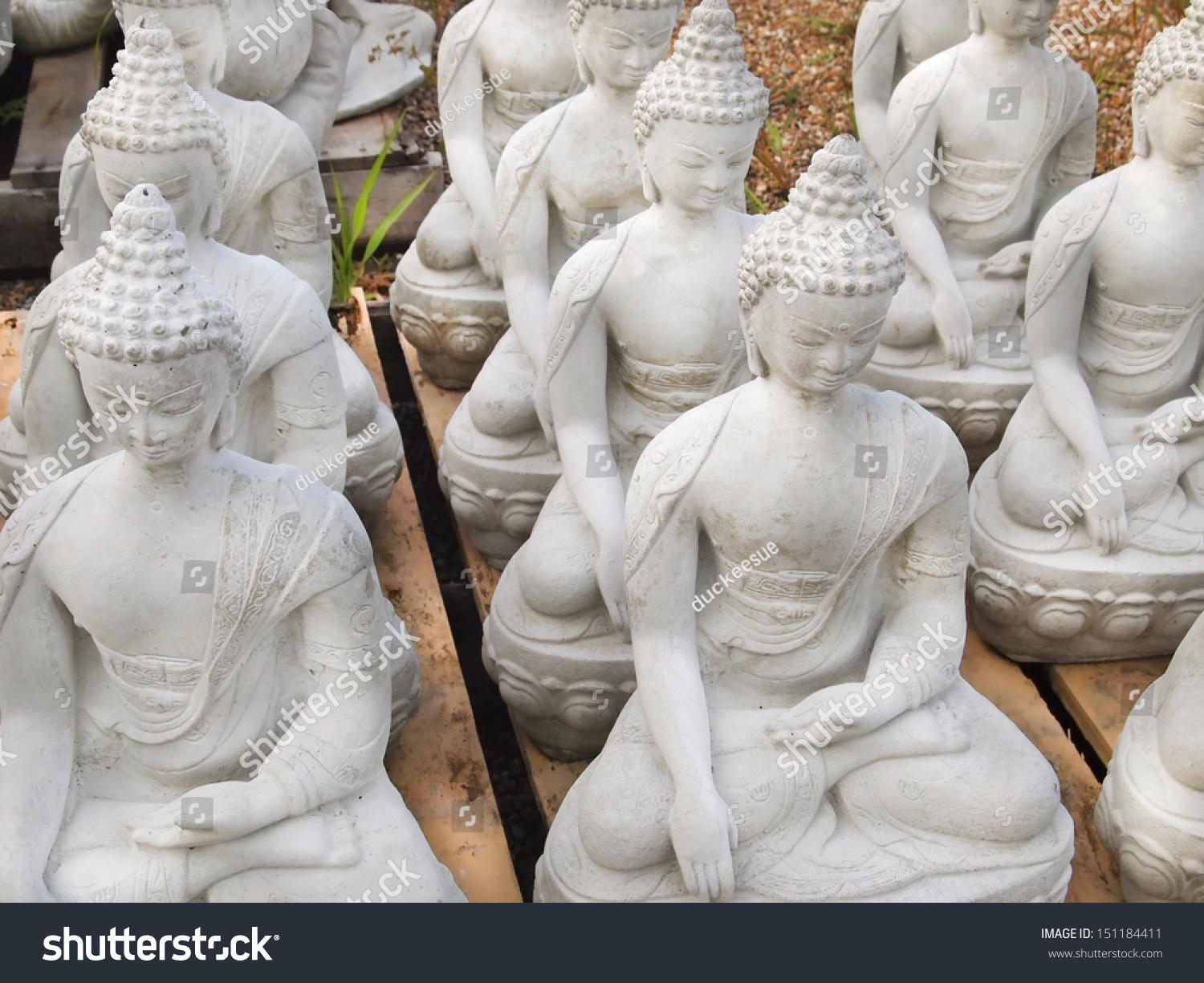Grouping Cement Buddha Statues Sale Garden Stock Photo Edit Now