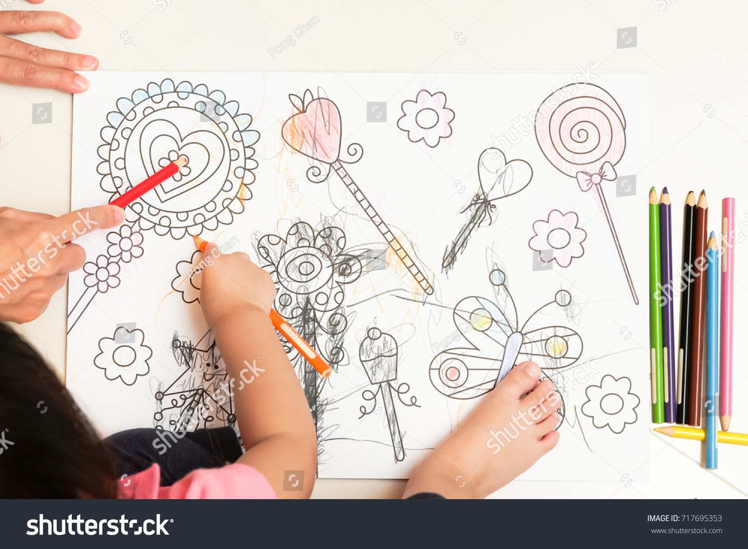 Hand Baby Drawing Painting Colorful Pencils Stock Photo Edit Now