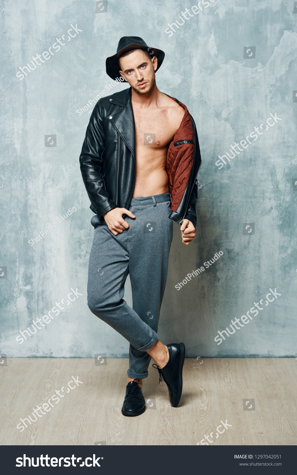 Handsome Elegant Man Leather Jacket On Stock Photo Shutterstock