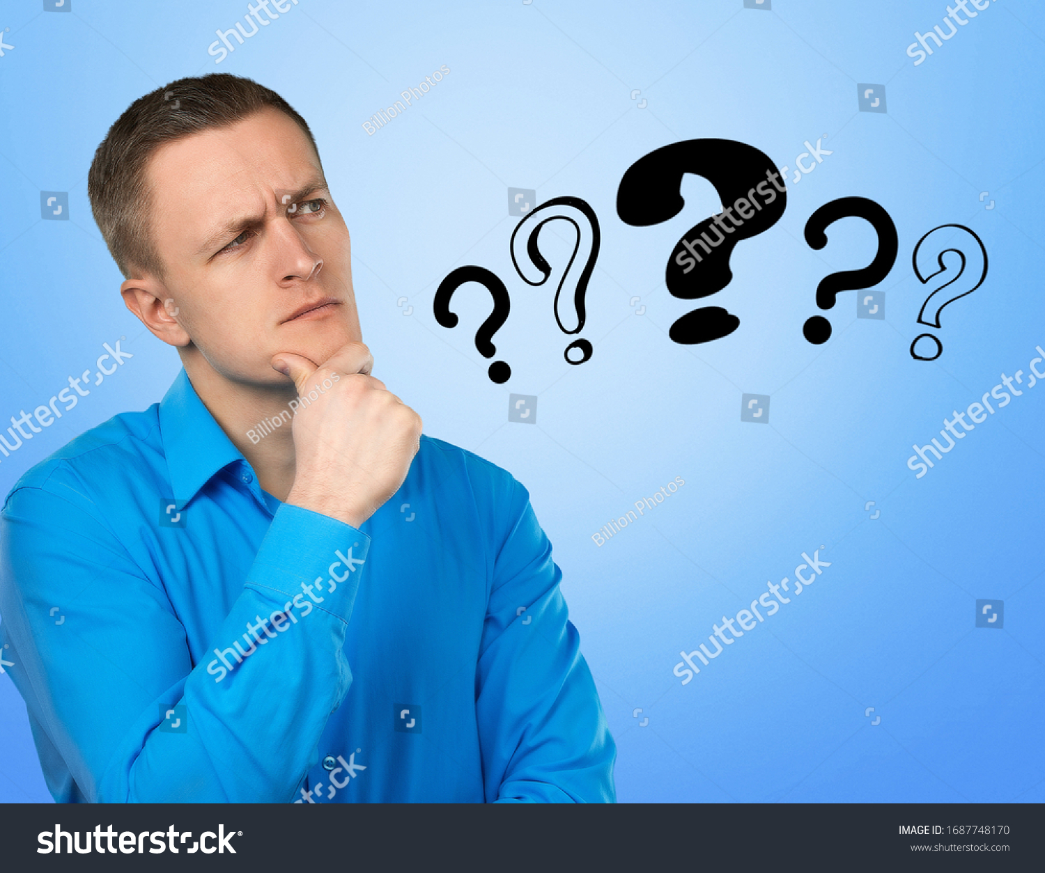 Handsome Young Person Question Marks Stock Photo 1687748170 | Shutterstock