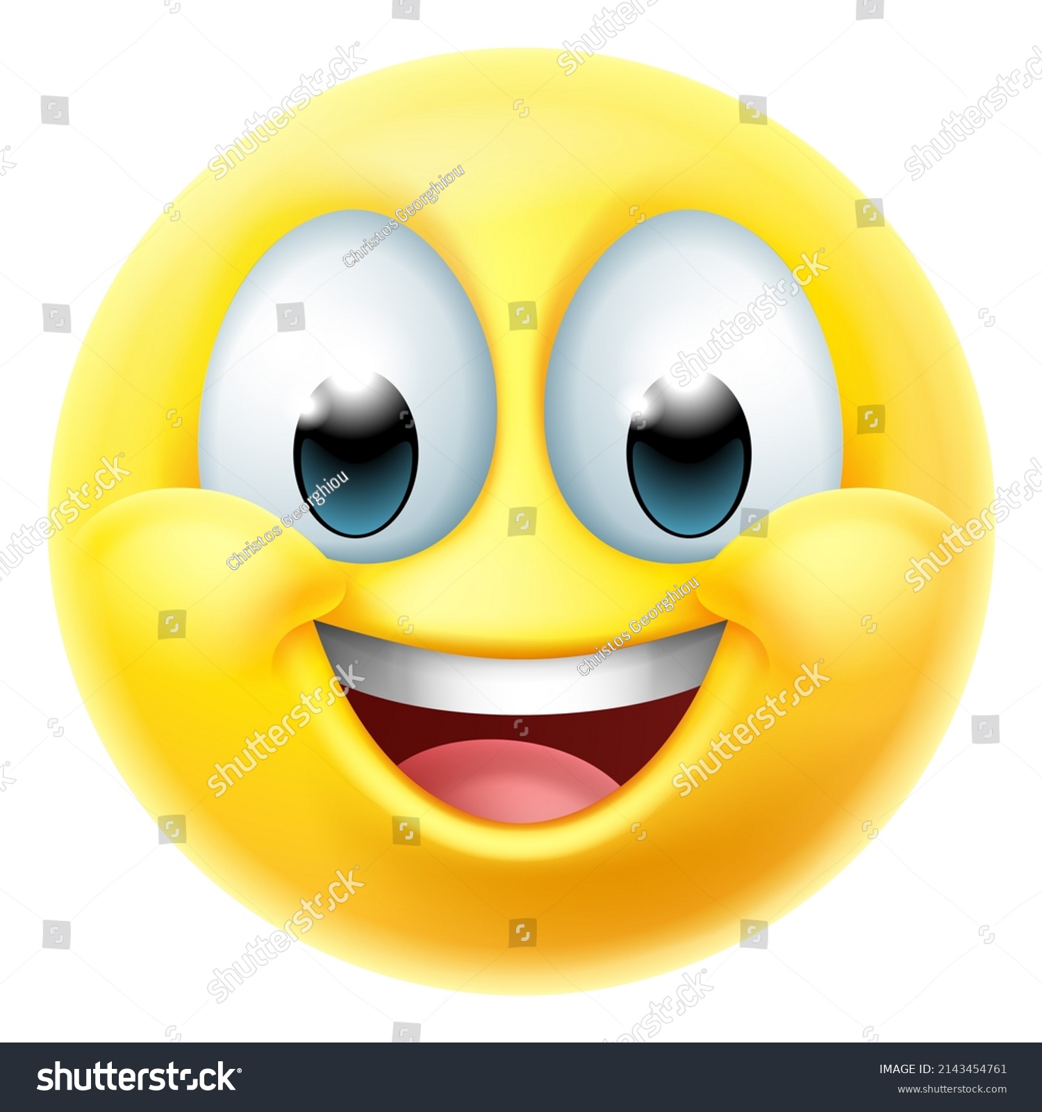 Happy Smiling Cartoon Emoticon Face Icon Stock Illustration 2143454761 ...