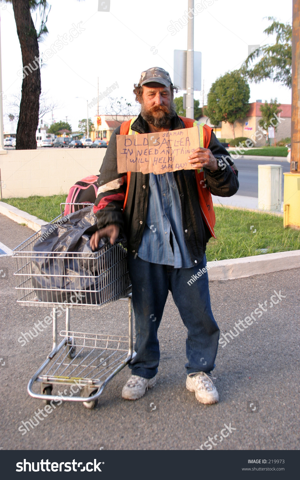 Homeless Person Cardboard Sign Showing First Stock Photo Edit Now