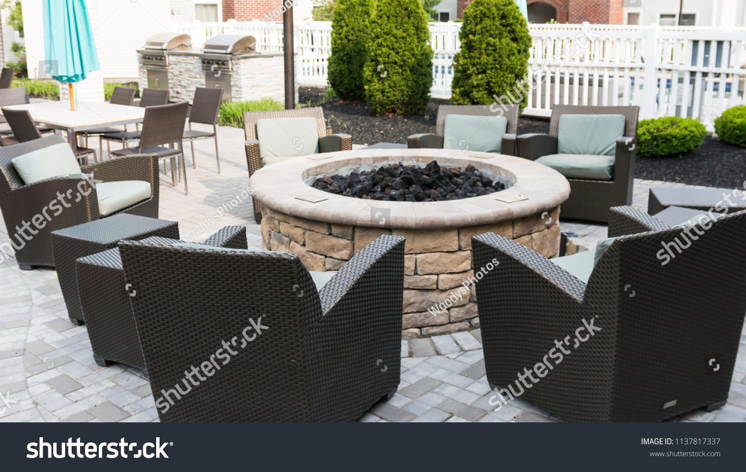 Hotels Patio Set Fire Pit Chairs Stock Photo Edit Now 1137817337