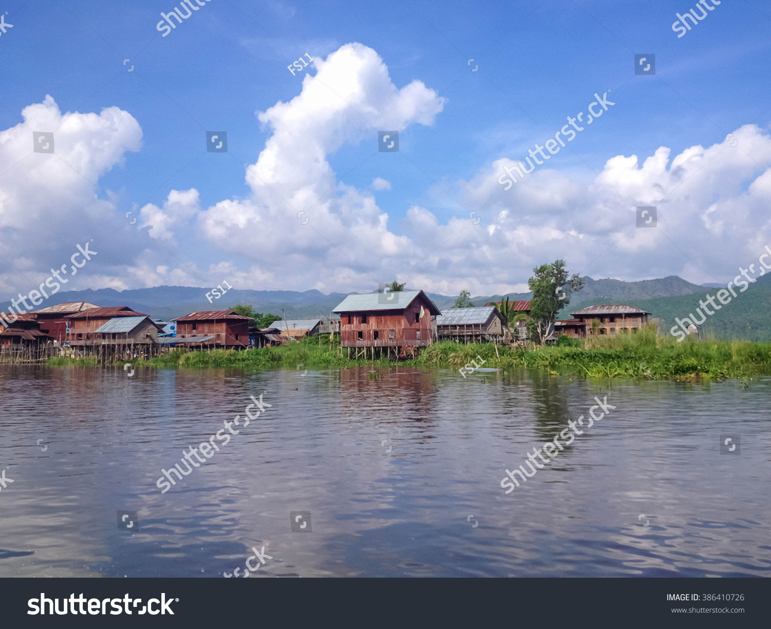 Picturesque village on stilts on a lake in Hungary Picturesque village on stilts on a lake in Hungary