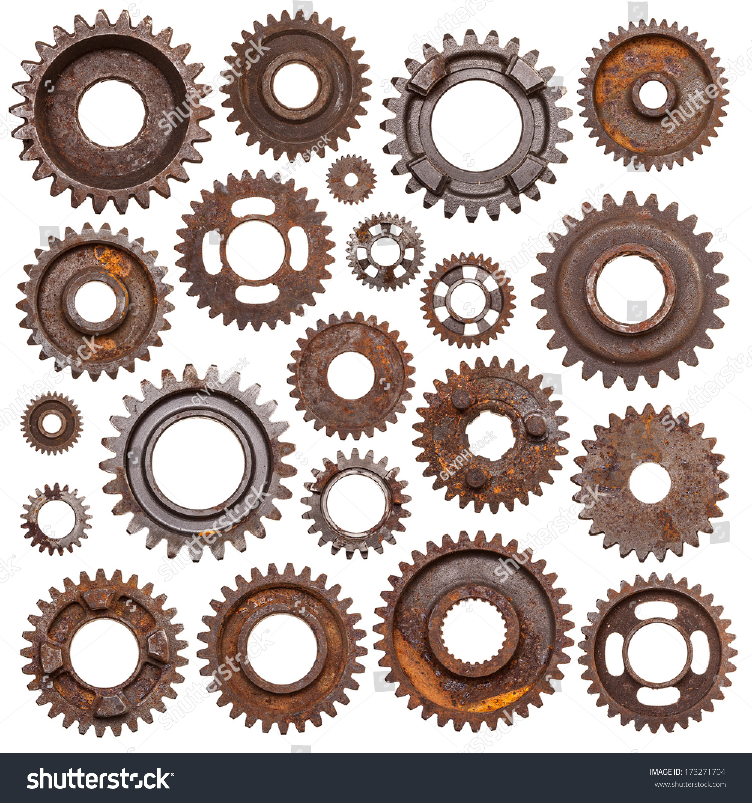 Huge Set Rusty Metal Gears Isolated Stock Photo 173271704 - Shutterstock