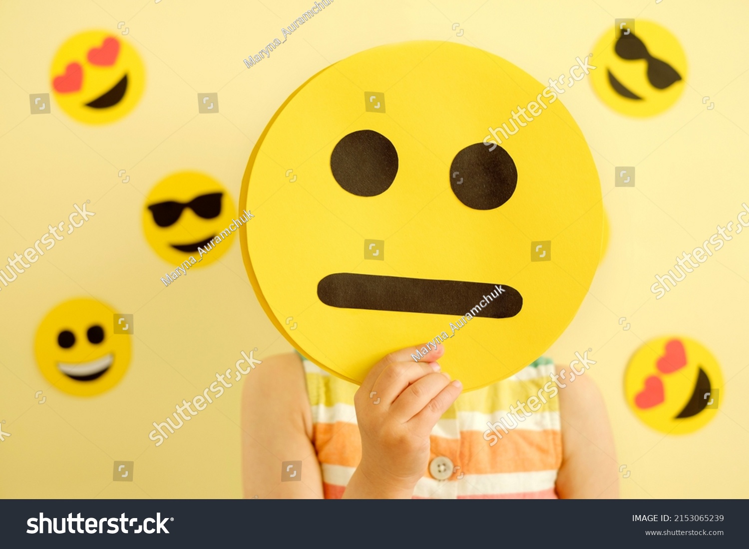 Human Holds His Hand Mask Emoticon Stock Photo 2153065239 | Shutterstock