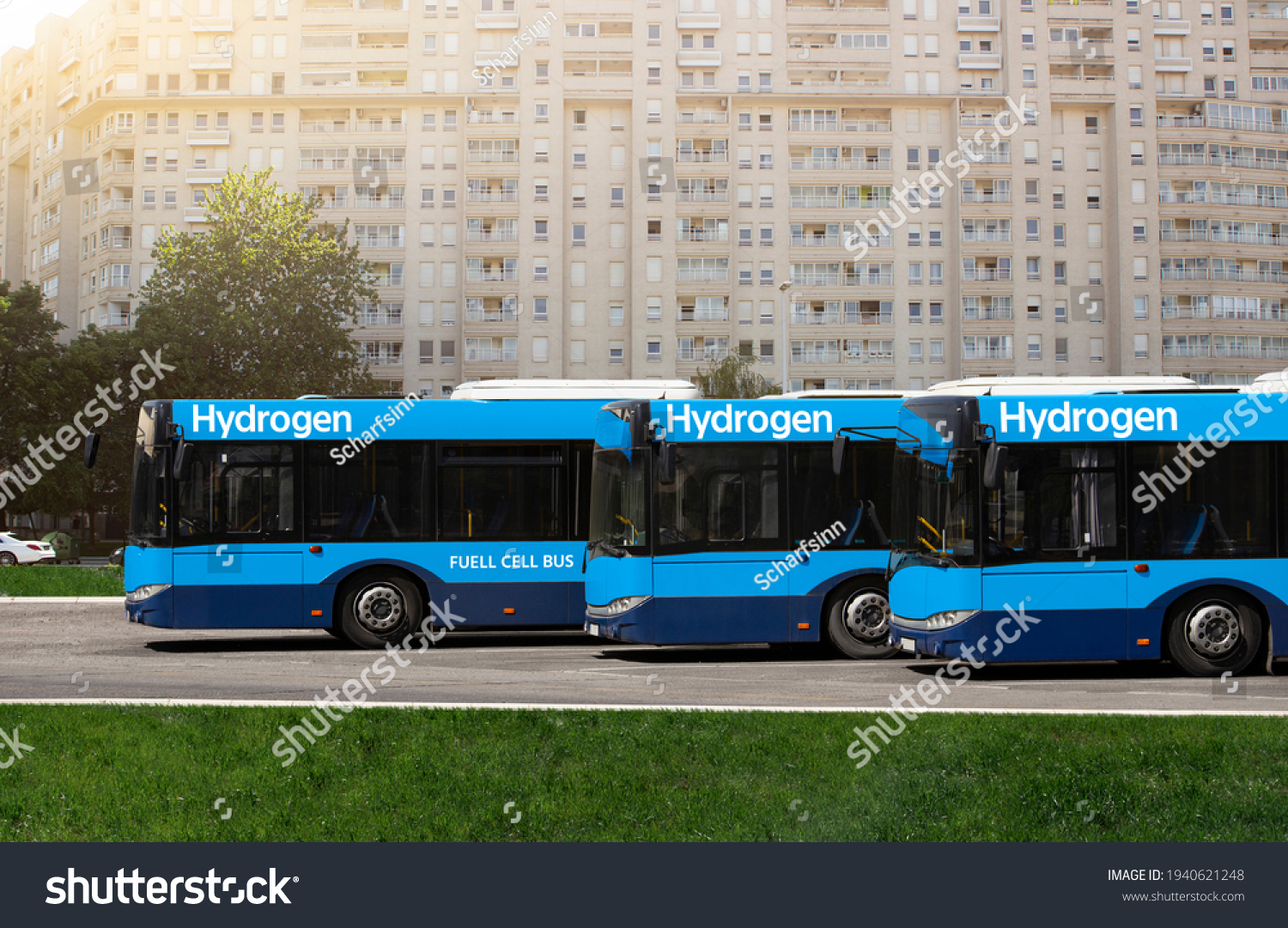 Hydrogen Fuel Cell Buses Concept Stock Photo 1940621248 | Shutterstock