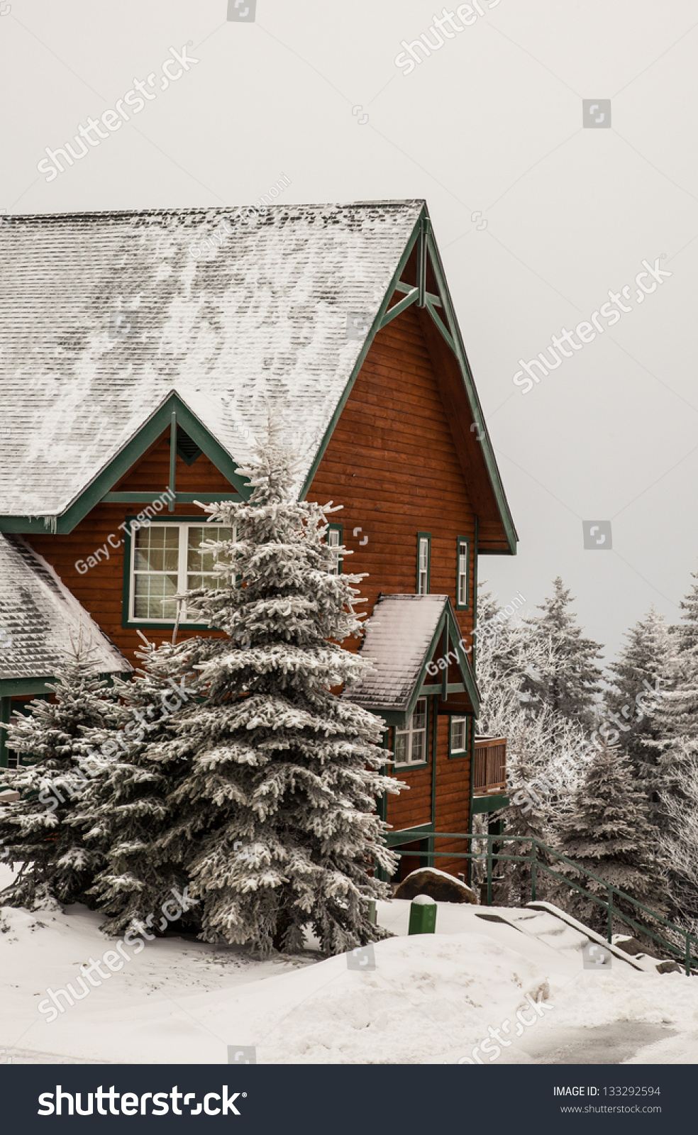 Log Cabin During Snow Storm Fresh Stock Photo Edit Now 133292594