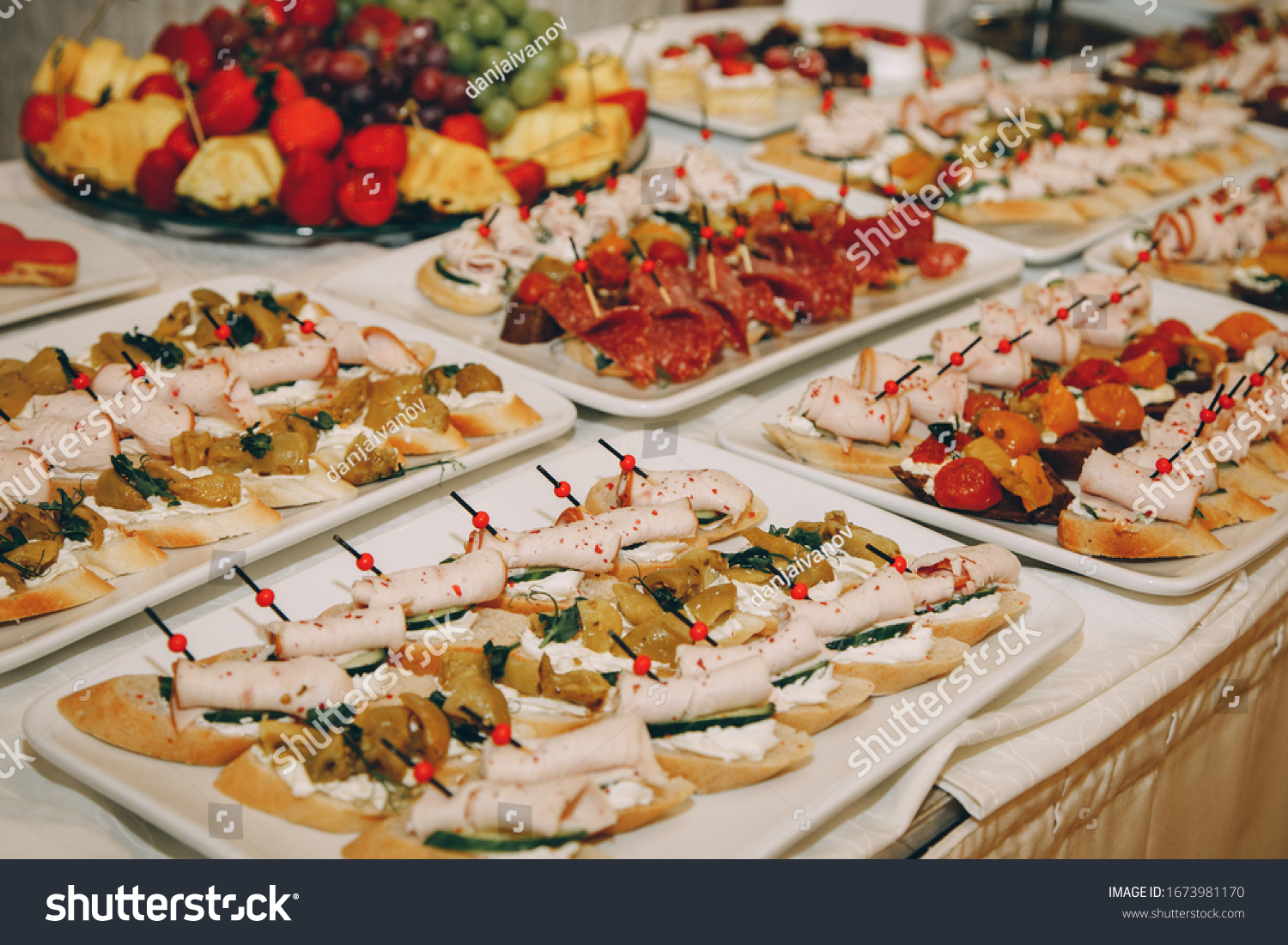 Cold Snacks Drinks On Buffet Table Stock Photo Edit Now 1673981170