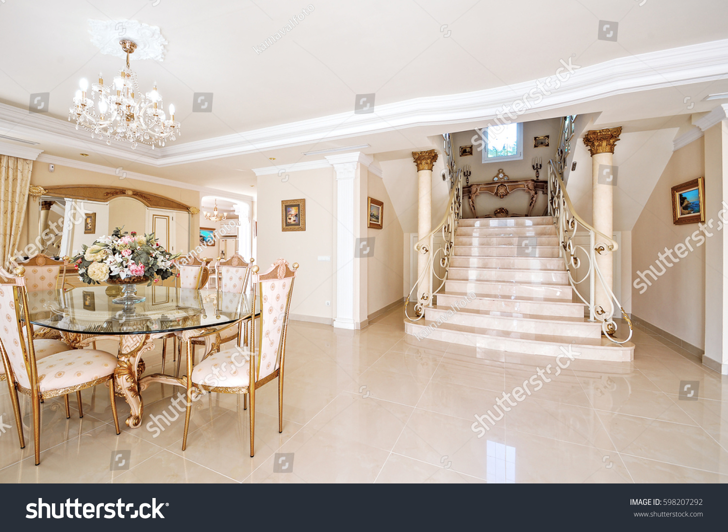 Luxurious Interior Dining Area Marble Floor Stock Photo Edit Now