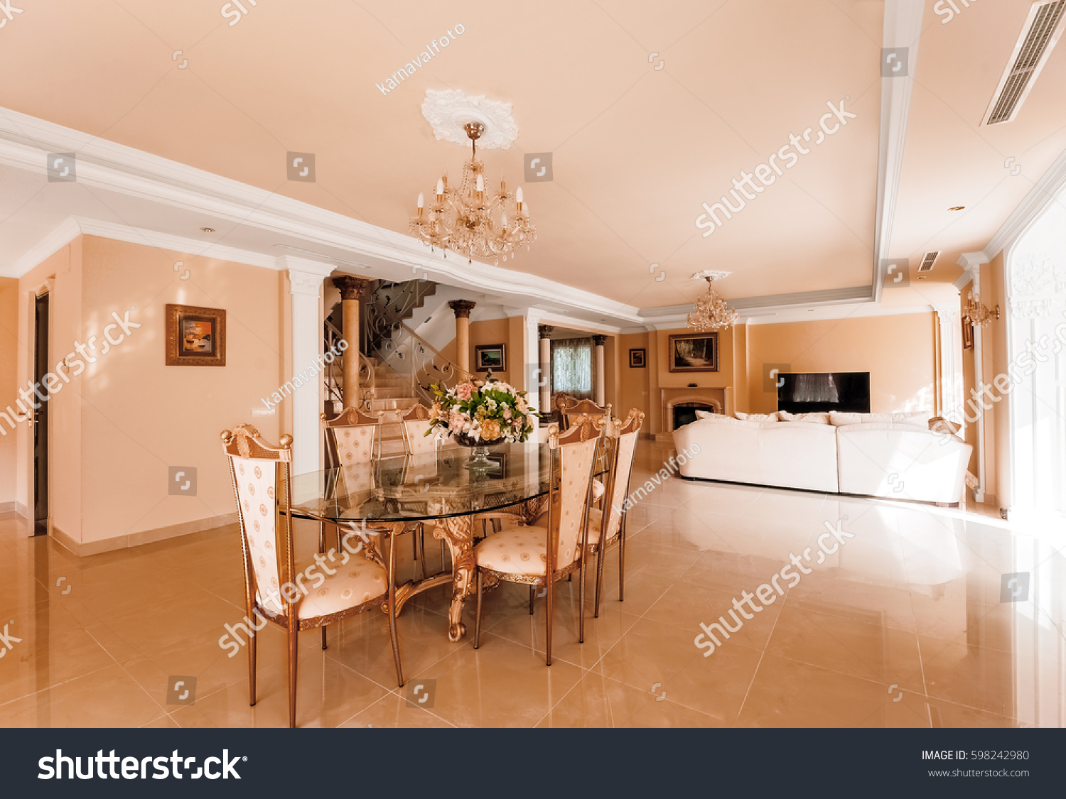 Luxurious Interior Dining Area Marble Floor Stock Photo Edit Now