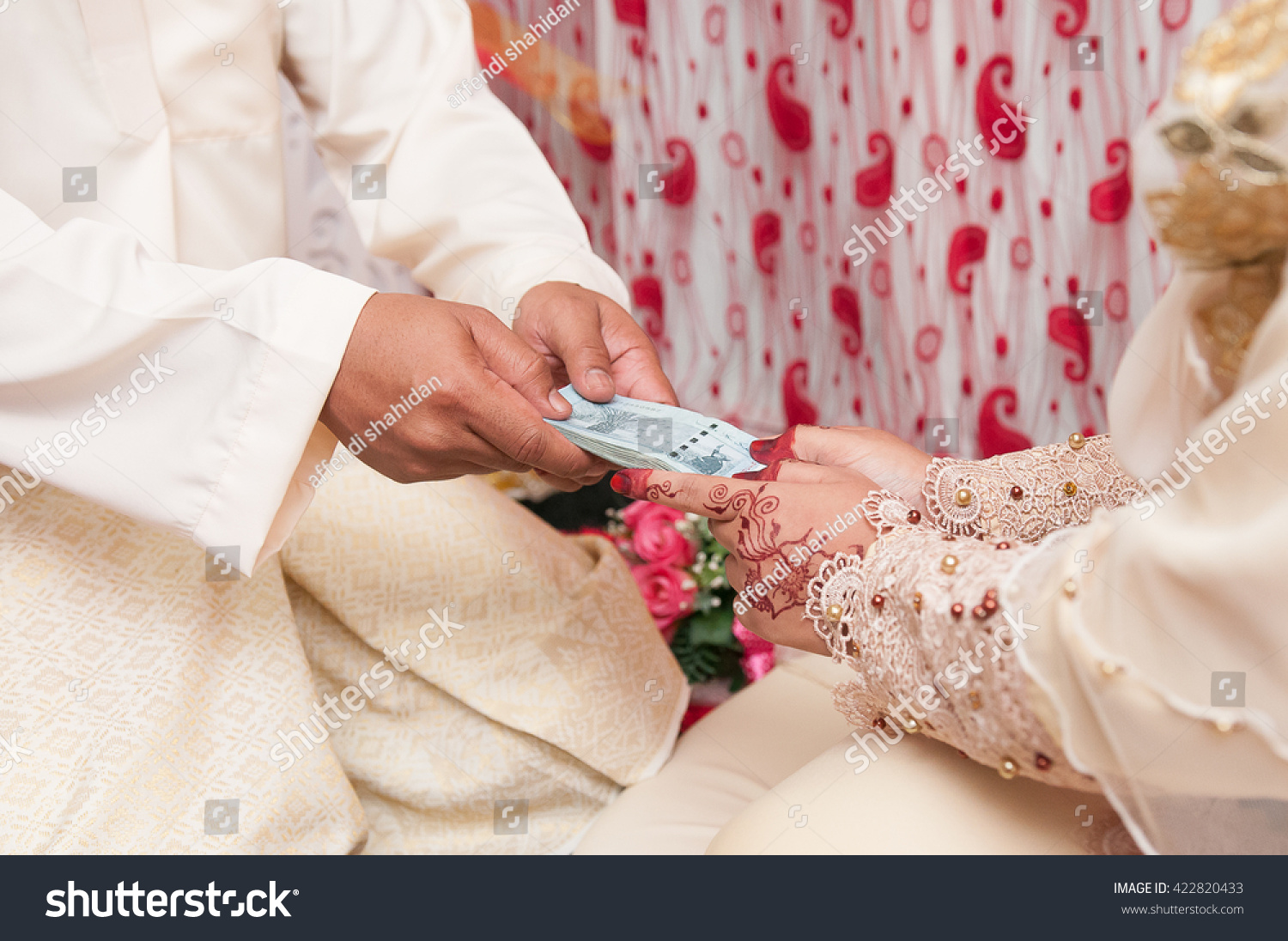 Malay Wedding Ceremony Groom Hand Over Stock Photo Edit Now 422820433