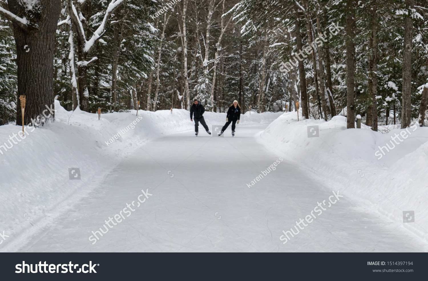 Man Woman On Liesurely Skate On Stock Image Download Now