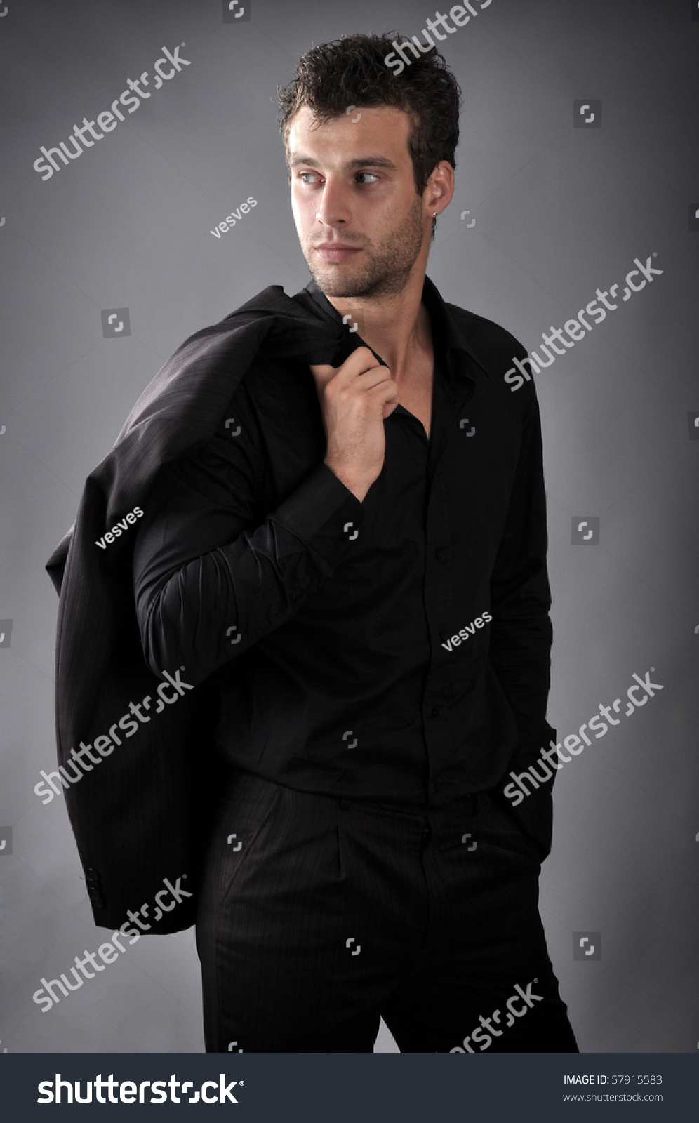 Man Dressed Black Business Suit Stock Photo 57915583 - Shutterstock