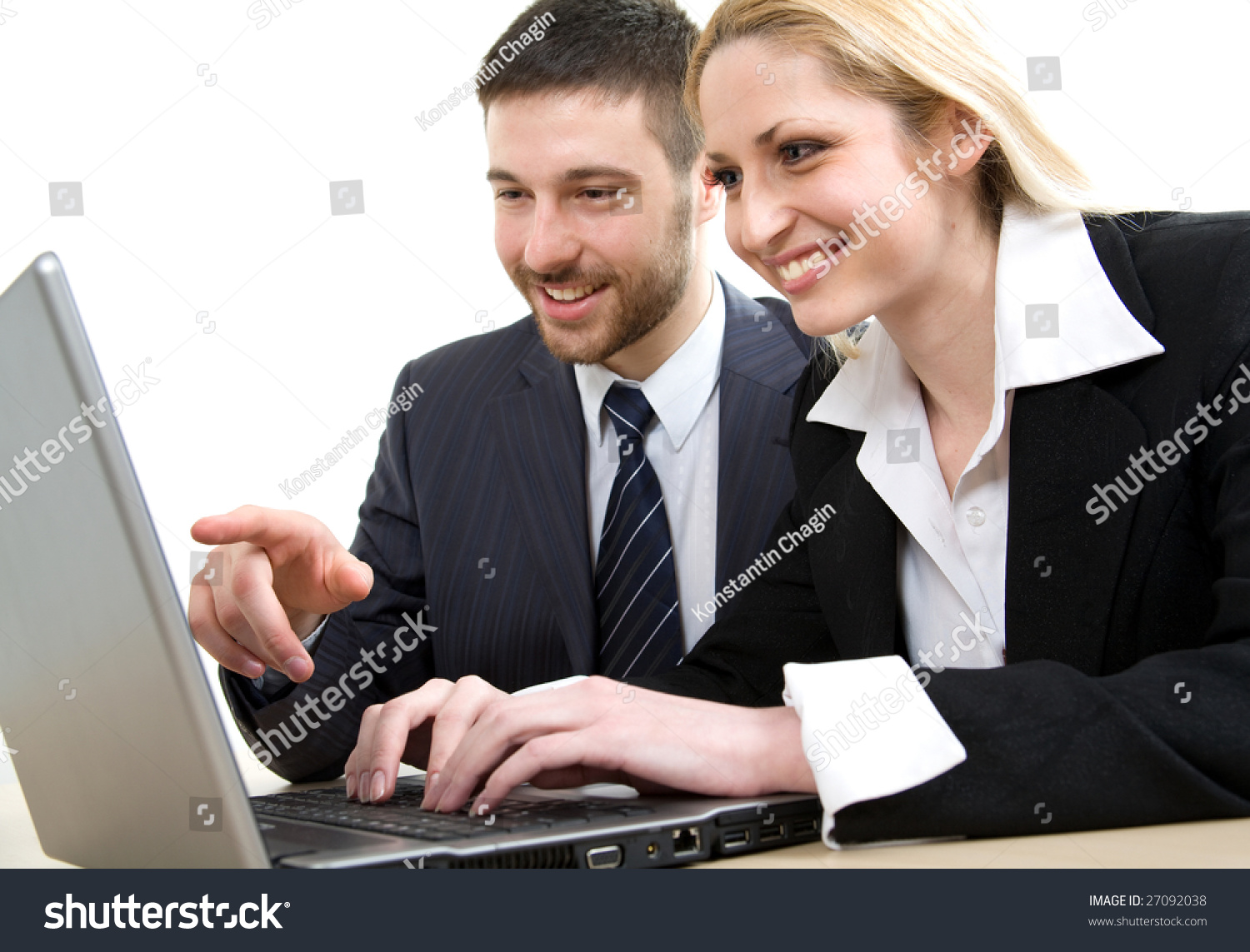  Coral Classic  Template Design Featuring a Man Points at a Screen of a Laptop