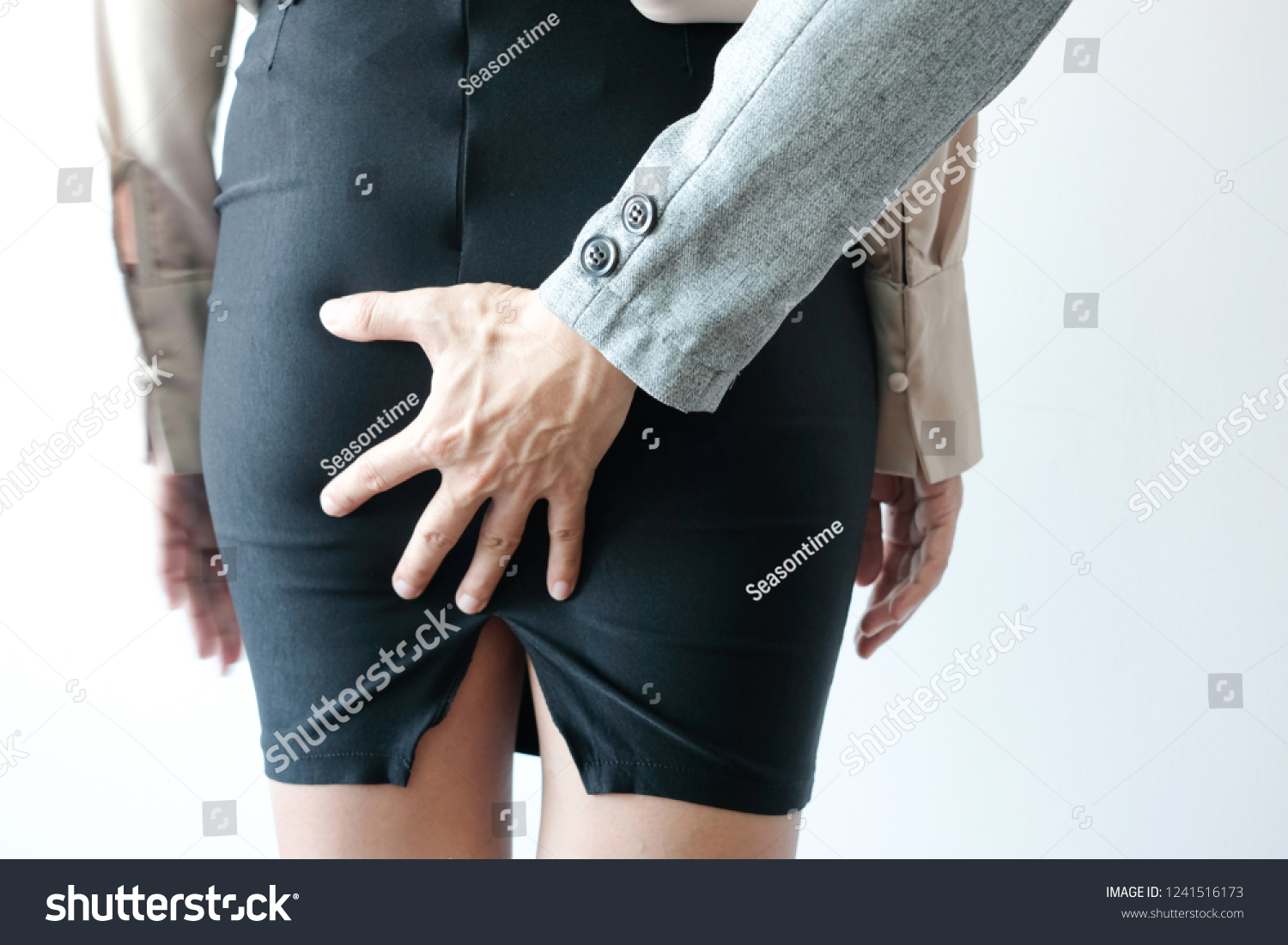 Mans Hand Catches Womans Ass Leg ภาพสต็อก 1241516173 Shutterstock 4197