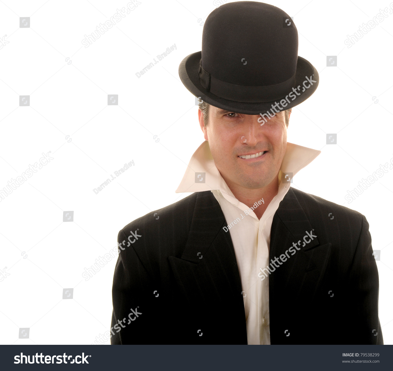 Man Wearing Cocky Grin Bowler Hat Stock Photo 79538299 - Shutterstock