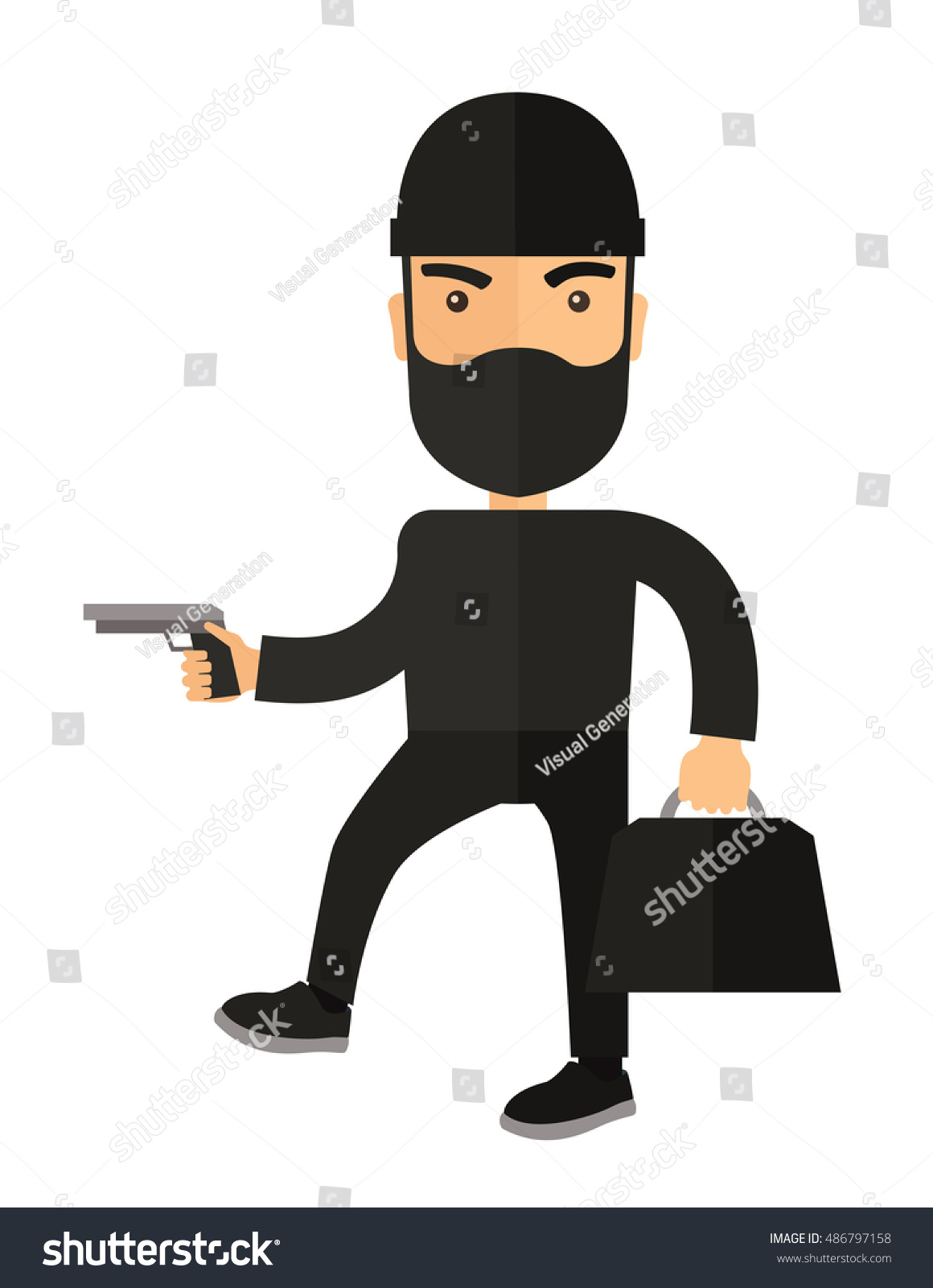 Man Wearing Black Mask Disguise Criminal Stock Illustration 486797158