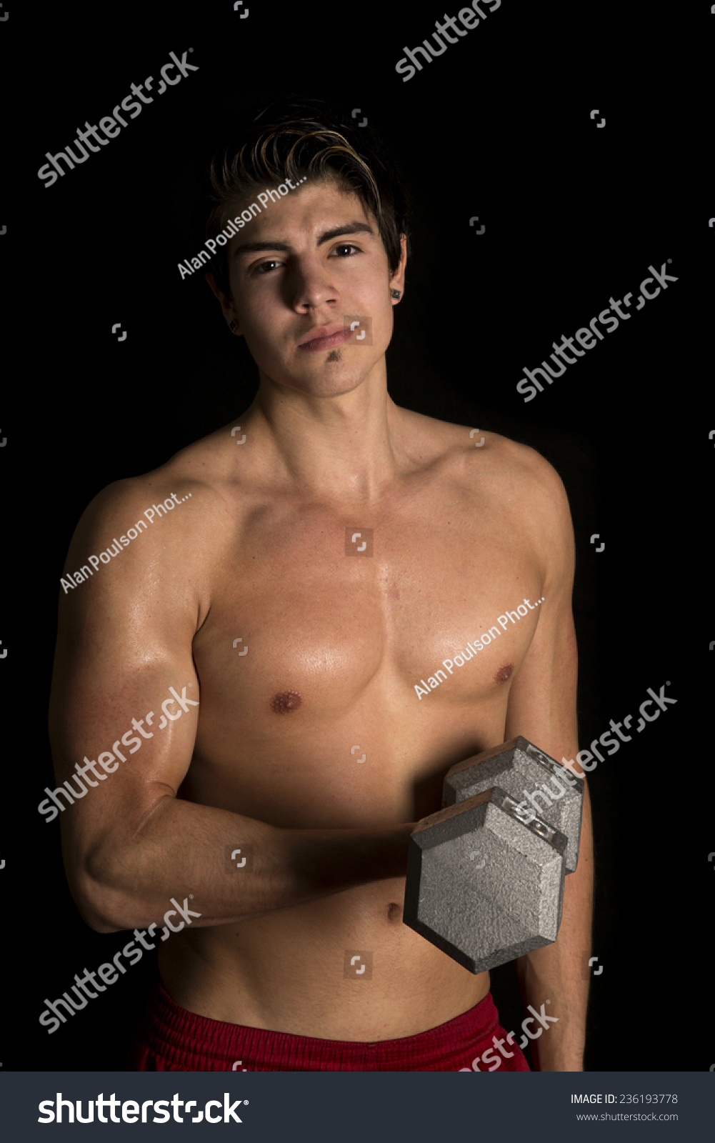 Man No Shirt On Black Background Stock Photo 236193778 | Shutterstock