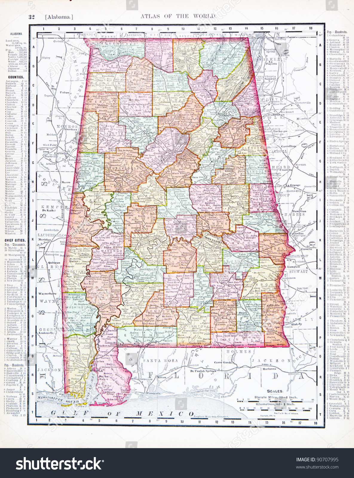 Map Alabama Usa Spoffords Atlas World Stock Photo 90707995 - Shutterstock