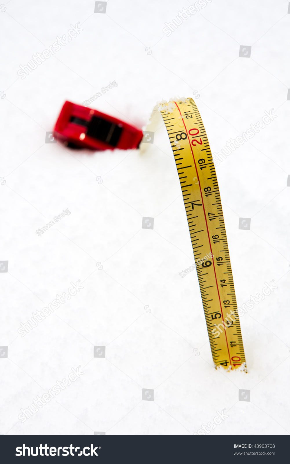 Measuring Tape Showing Snow Depth 10cm Stock Photo Edit Now 43903708