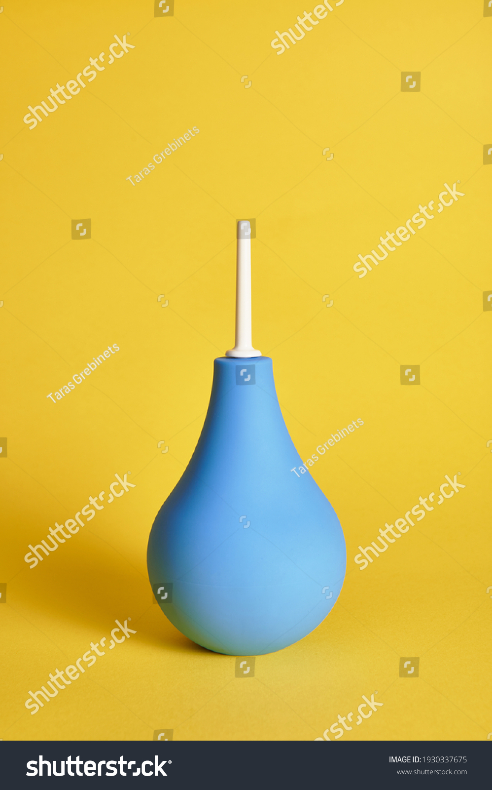 Medical Rubber Enema On Yellow Background Stock Photo 1930337675