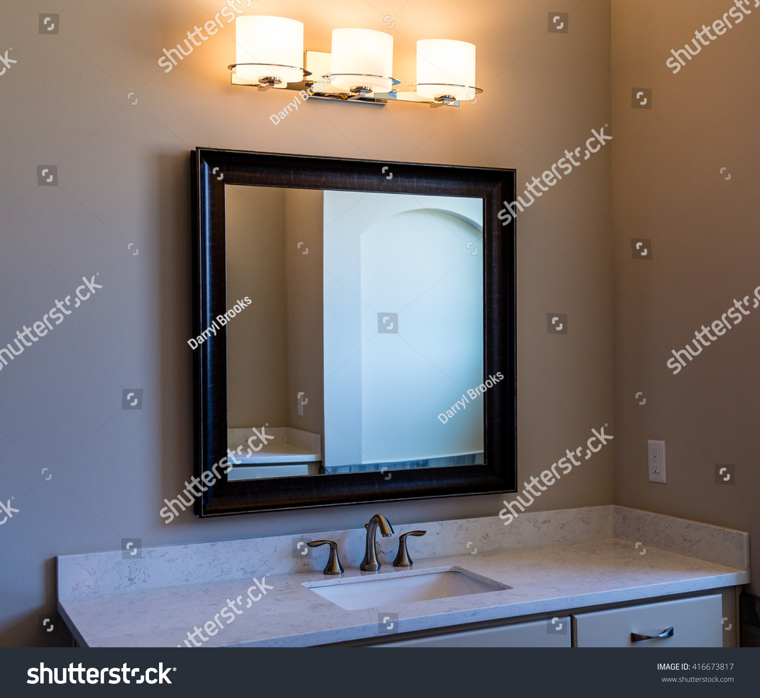 Modern Bathroom Vanity Mirror Lights Stock Photo Edit Now 416673817