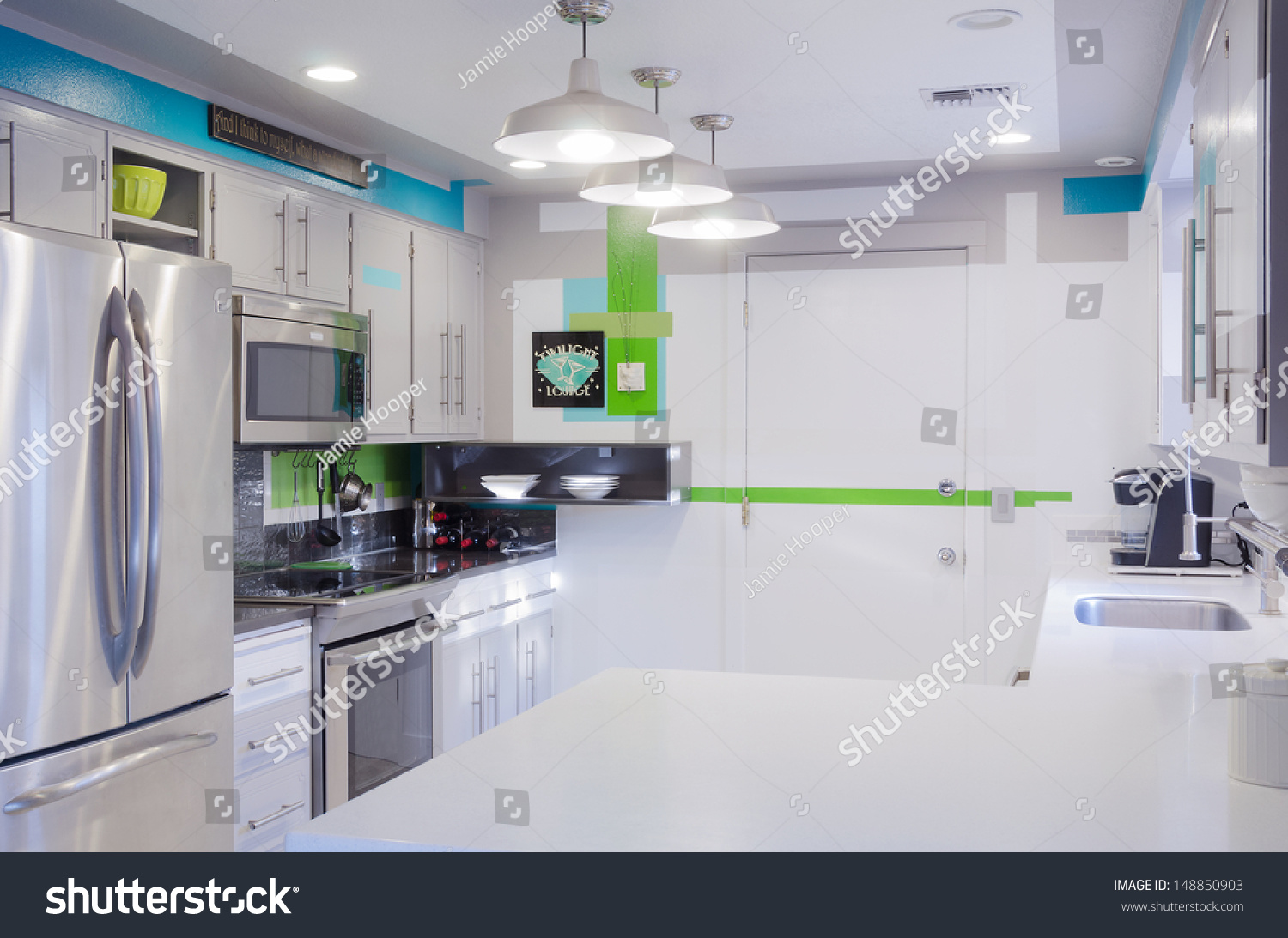 Modern Contemporary Kitchen Shades Grey Accents Stock Photo Edit Now 148850903