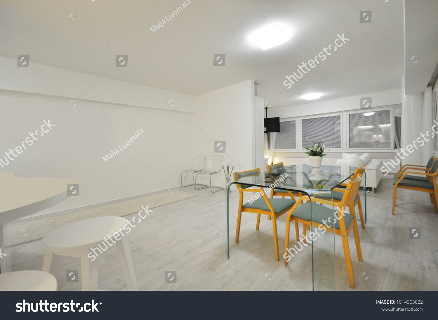 Modern Home Office Calm Scandinavian Interior Stock Photo