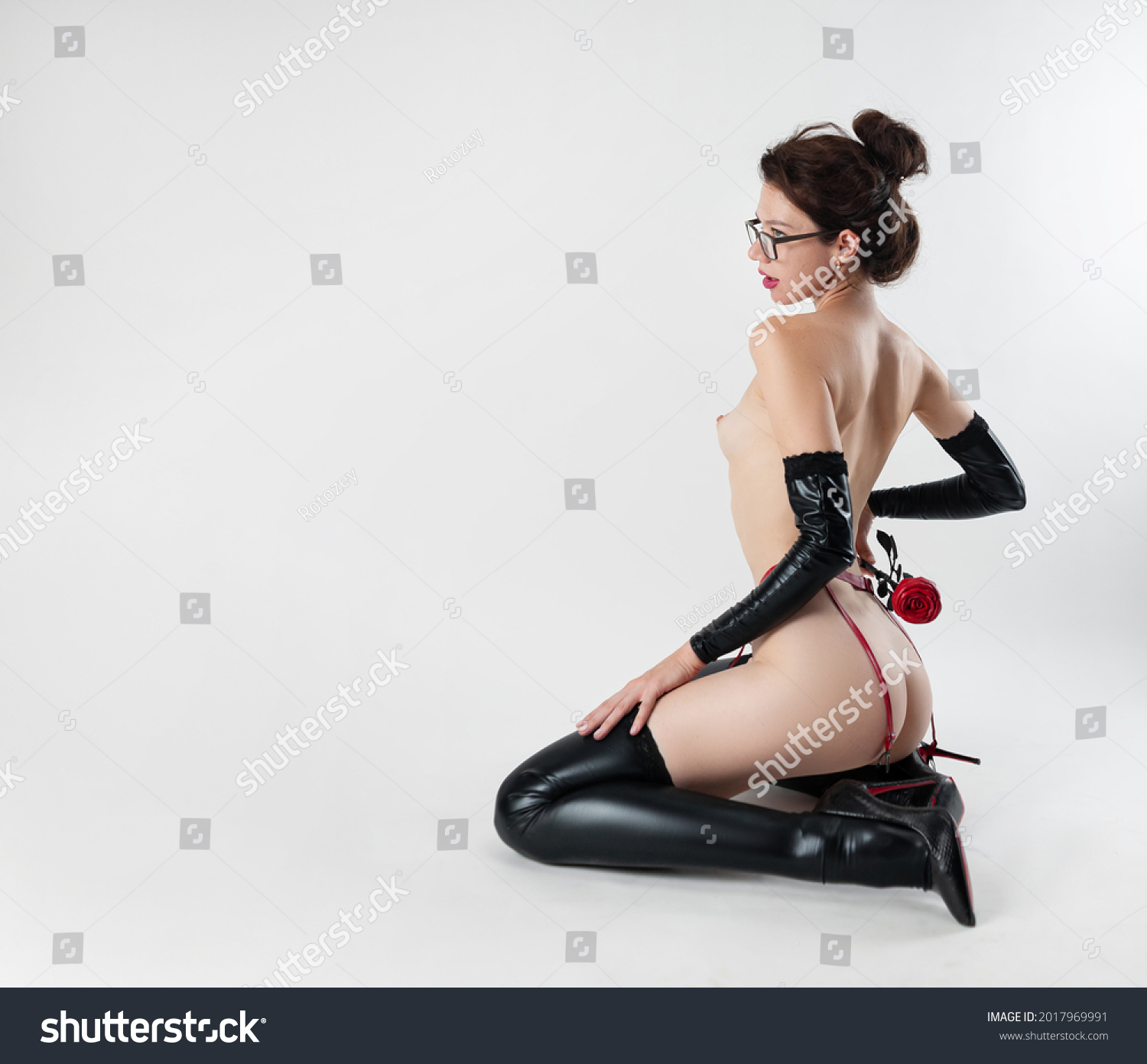 Nude women wearing stockings stock photos and pictures