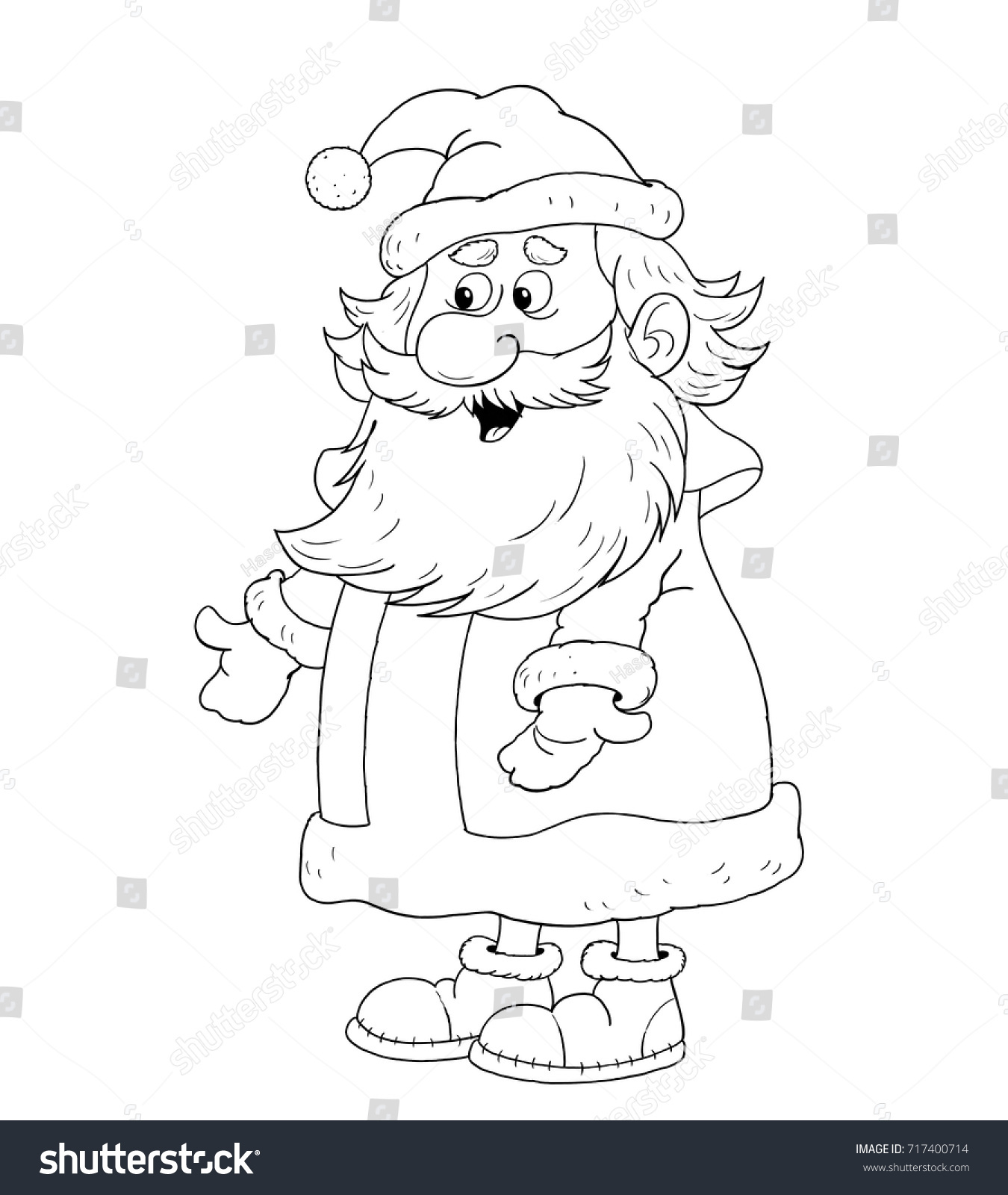 A New Year Christmas Cute Santa Illustration for children Coloring page