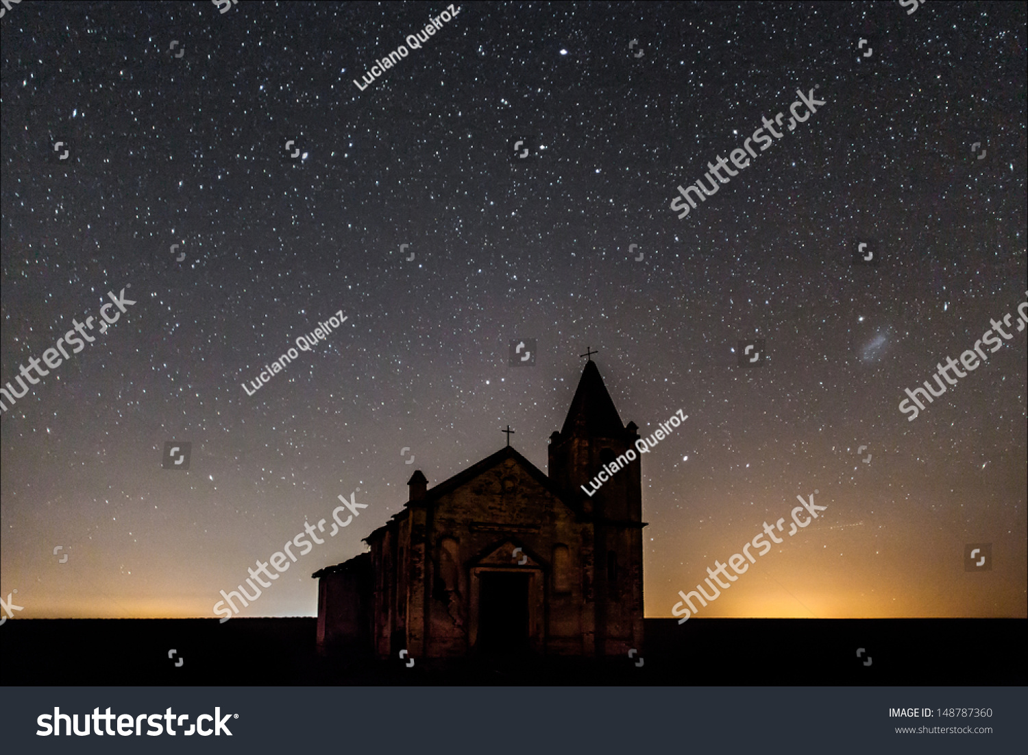 Night View Scene Abandoned Old Church Stock Photo Edit Now