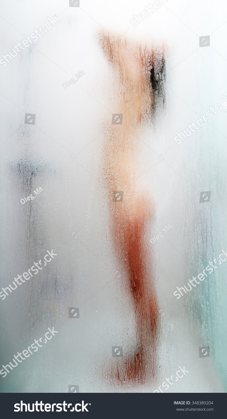Nude Girl Washing Shower Bath Her Foto Stok Shutterstock