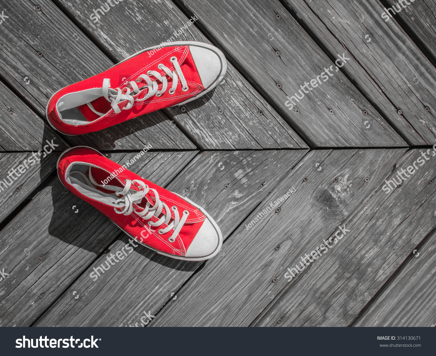 bright red sneakers