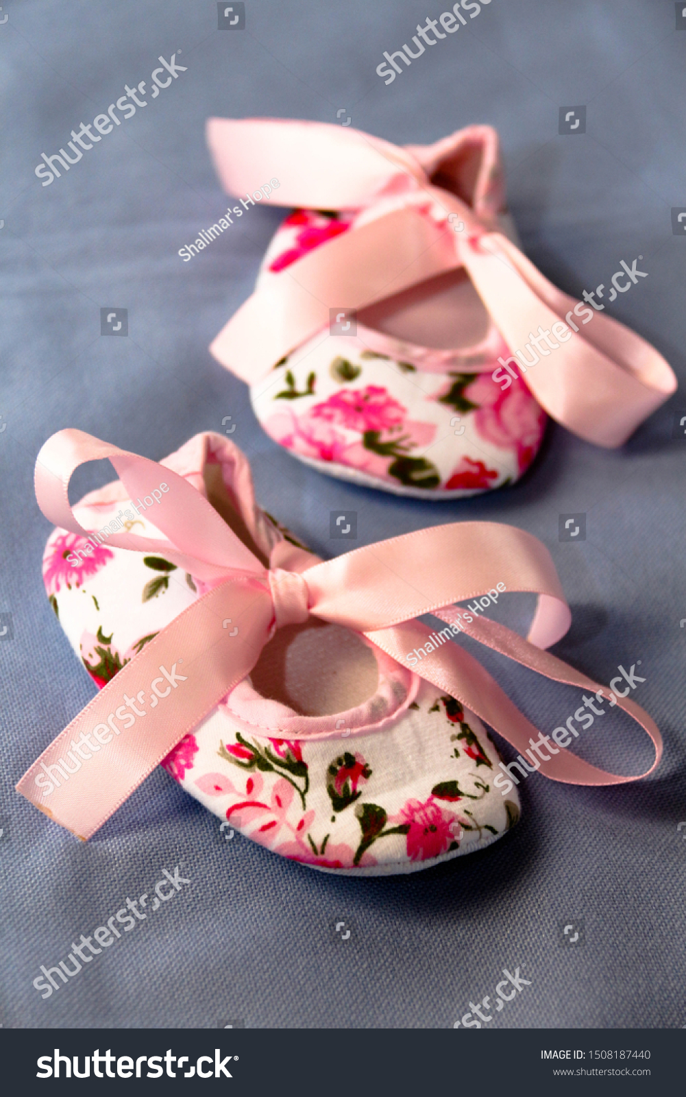 Pair Floral Shoes Pink Ribbon Baby 