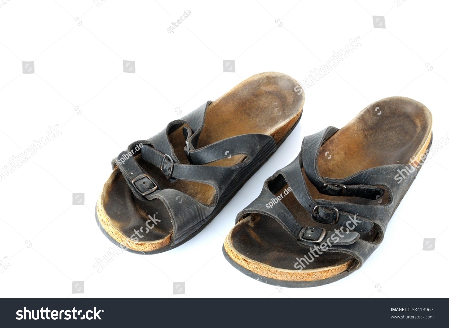 Pair Old Worn Out Slippers Isolated Stock Photo 58413967 - Shutterstock