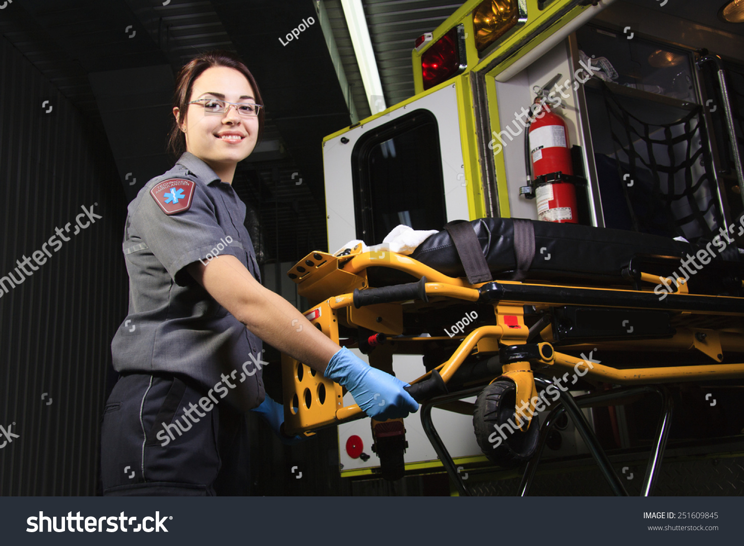 A Paramedic Person With His Job Background. Stock Photo 251609845 ...