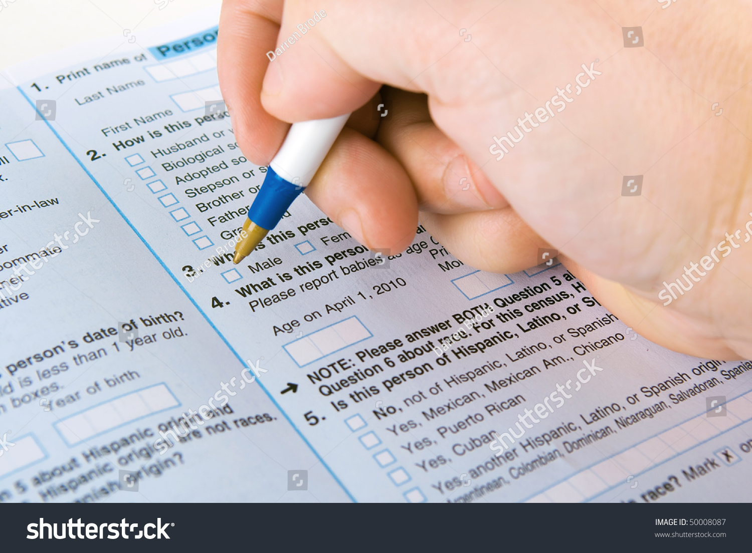 Person Filling Out Form Pen Stock Photo (Edit Now) 50008087