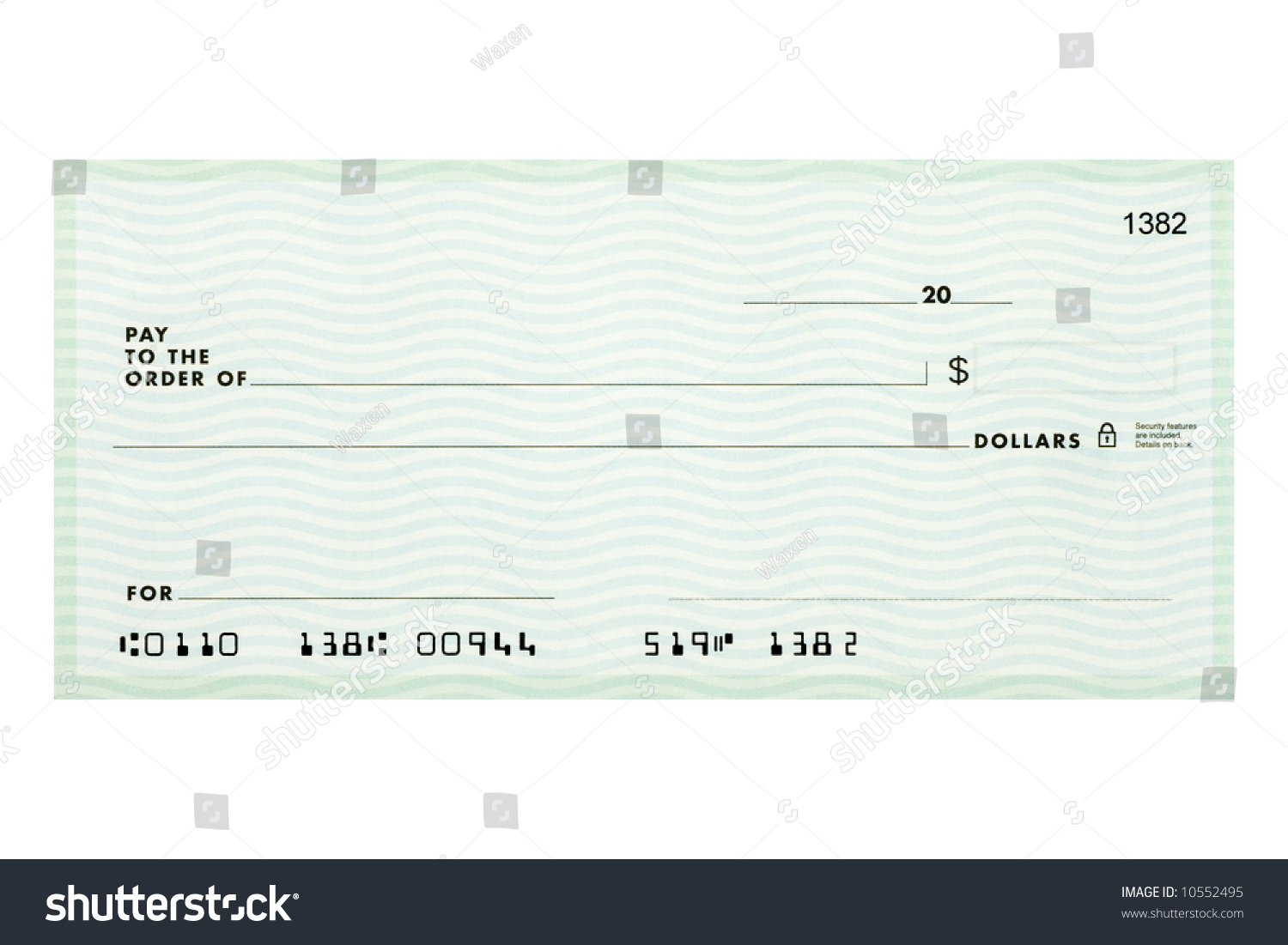 Personal Check Without Names Addresses Fake Stock Illustration 10552495