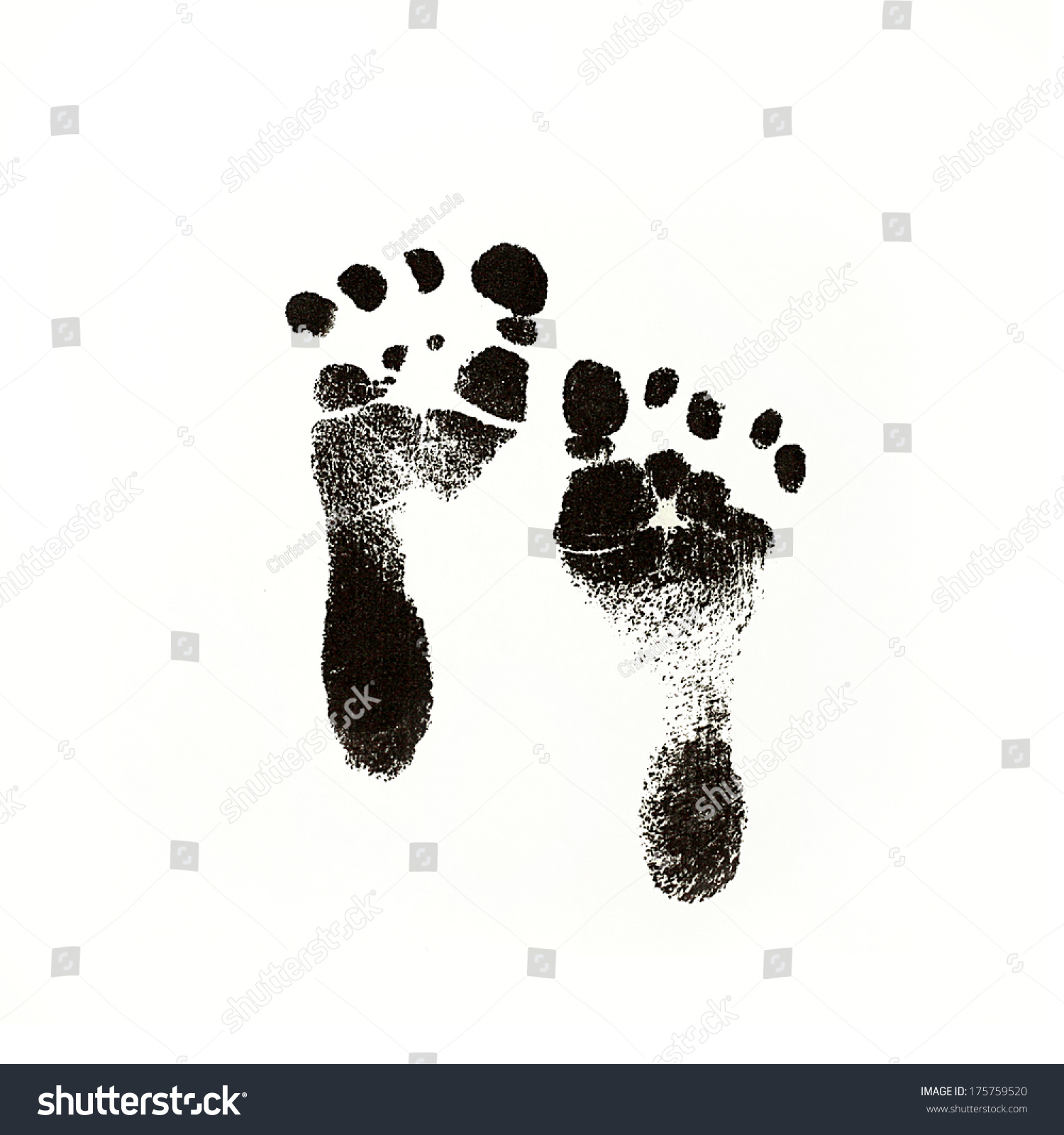 A Photo Of Newborn Baby Footprints Made With Black Ink On White Square ...