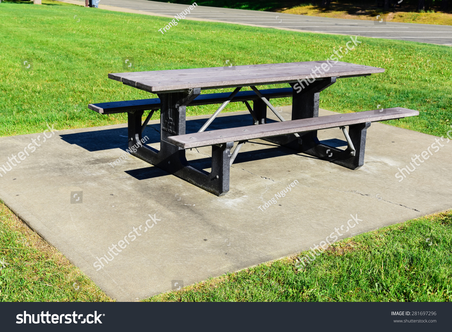 A Picnic Table In Roadside Rest Area. A Sunny Day At A Rest Area Next ...