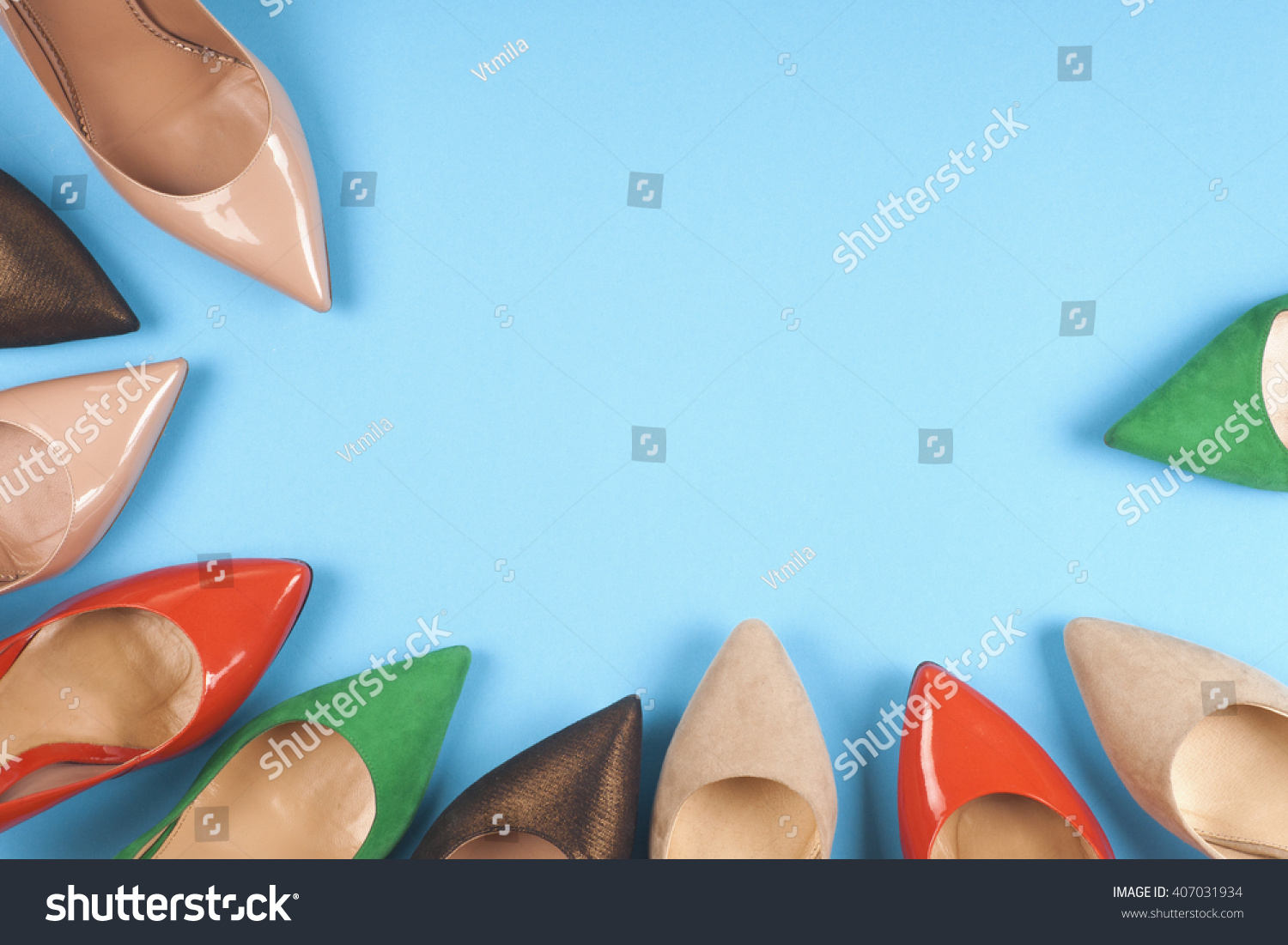 A Picture Of Different Shoes, Shot Of Several Types Of Shoes, Several ...