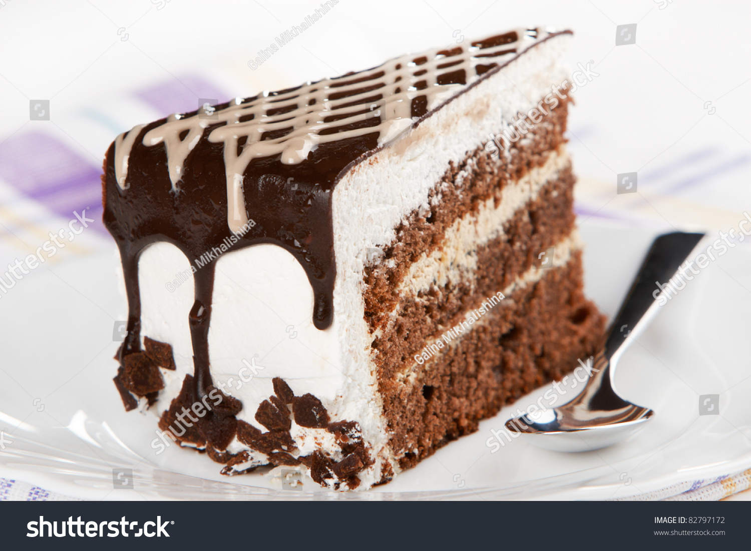 A Piece Of Cake On White Plate Stock Photo 82797172 : Shutterstock