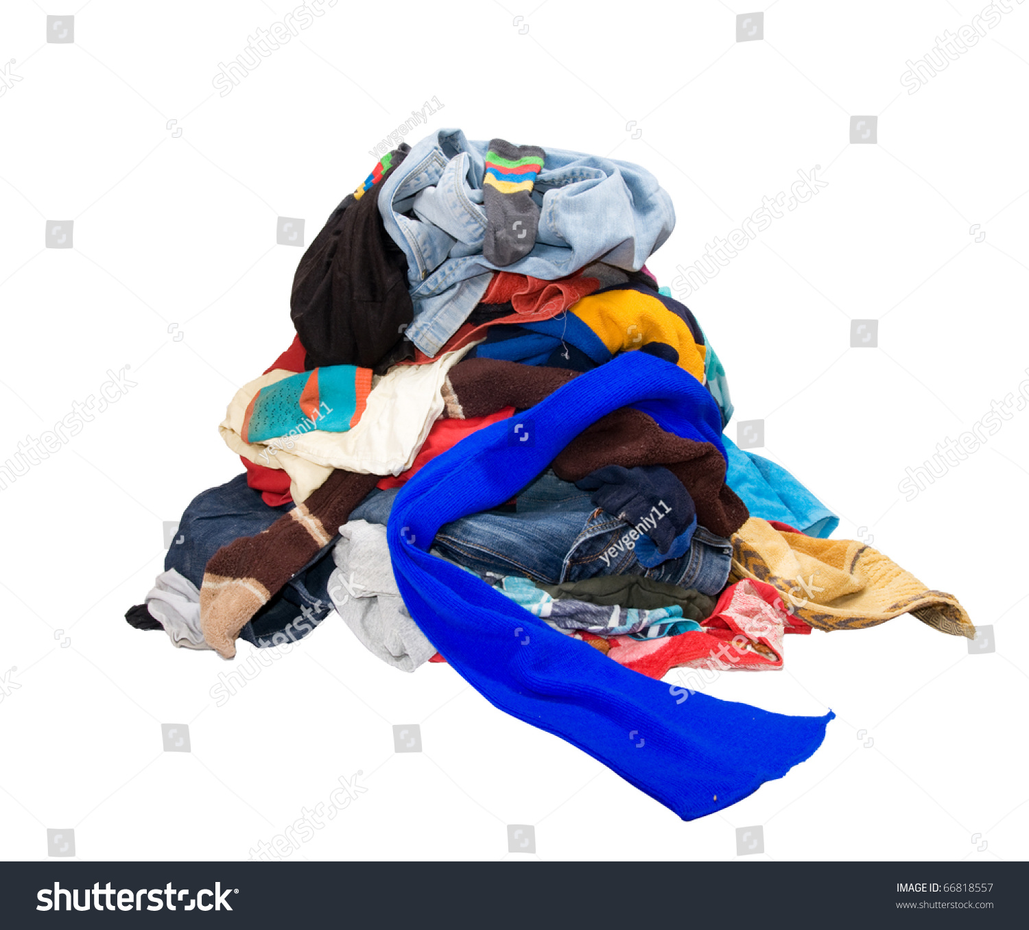 A Pile Of Dirty Laundry. Clothes Never End. Isolated On White Stock ...