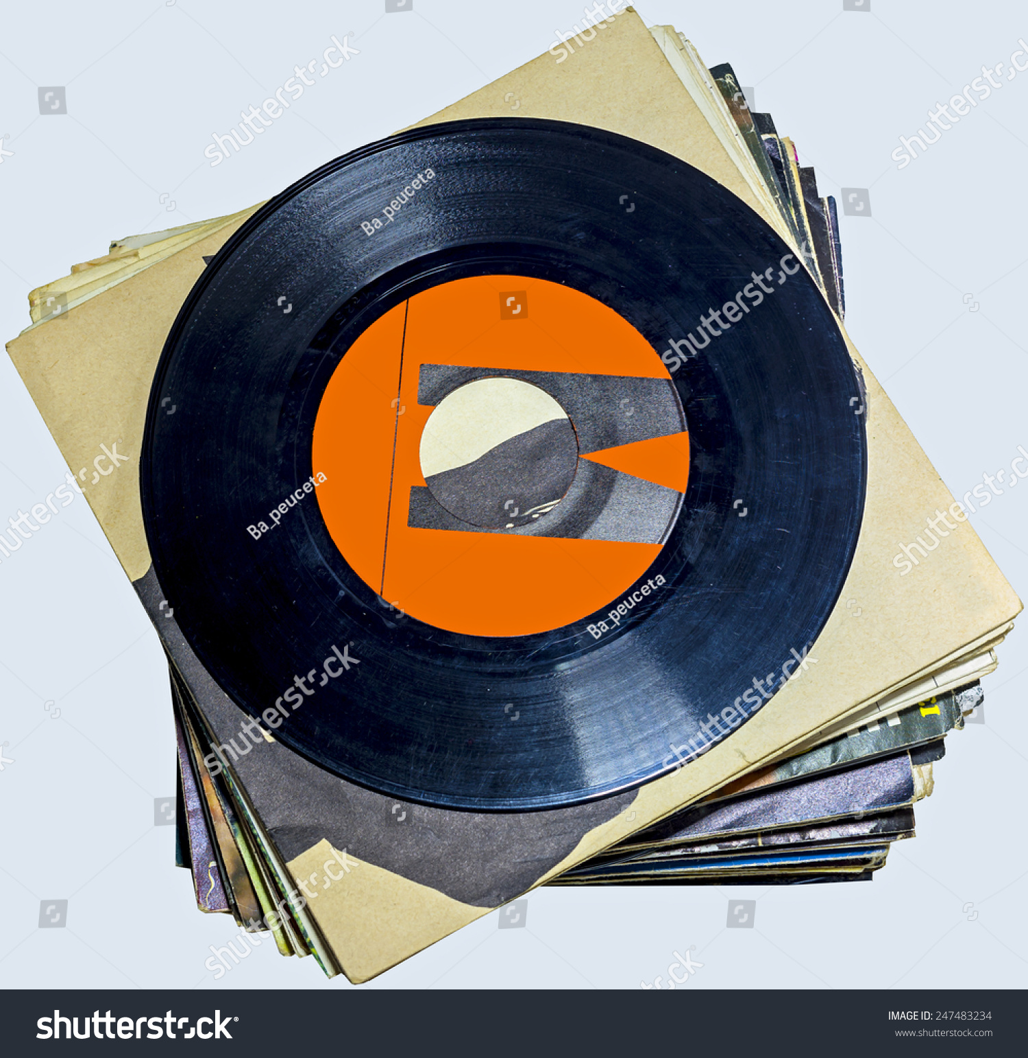 A Pile Of 45 Rpm Vinyl Records Used And Dirty Even If In Good Condition ...