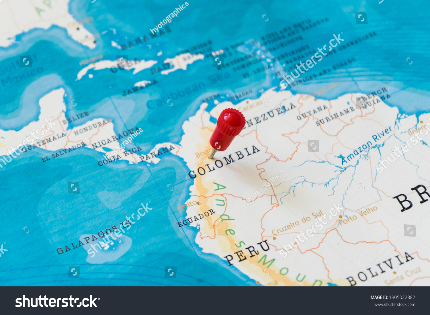 Bogota On World Map Pin On Bogota Colombia World Map Stock Photo 1305022882 | Shutterstock