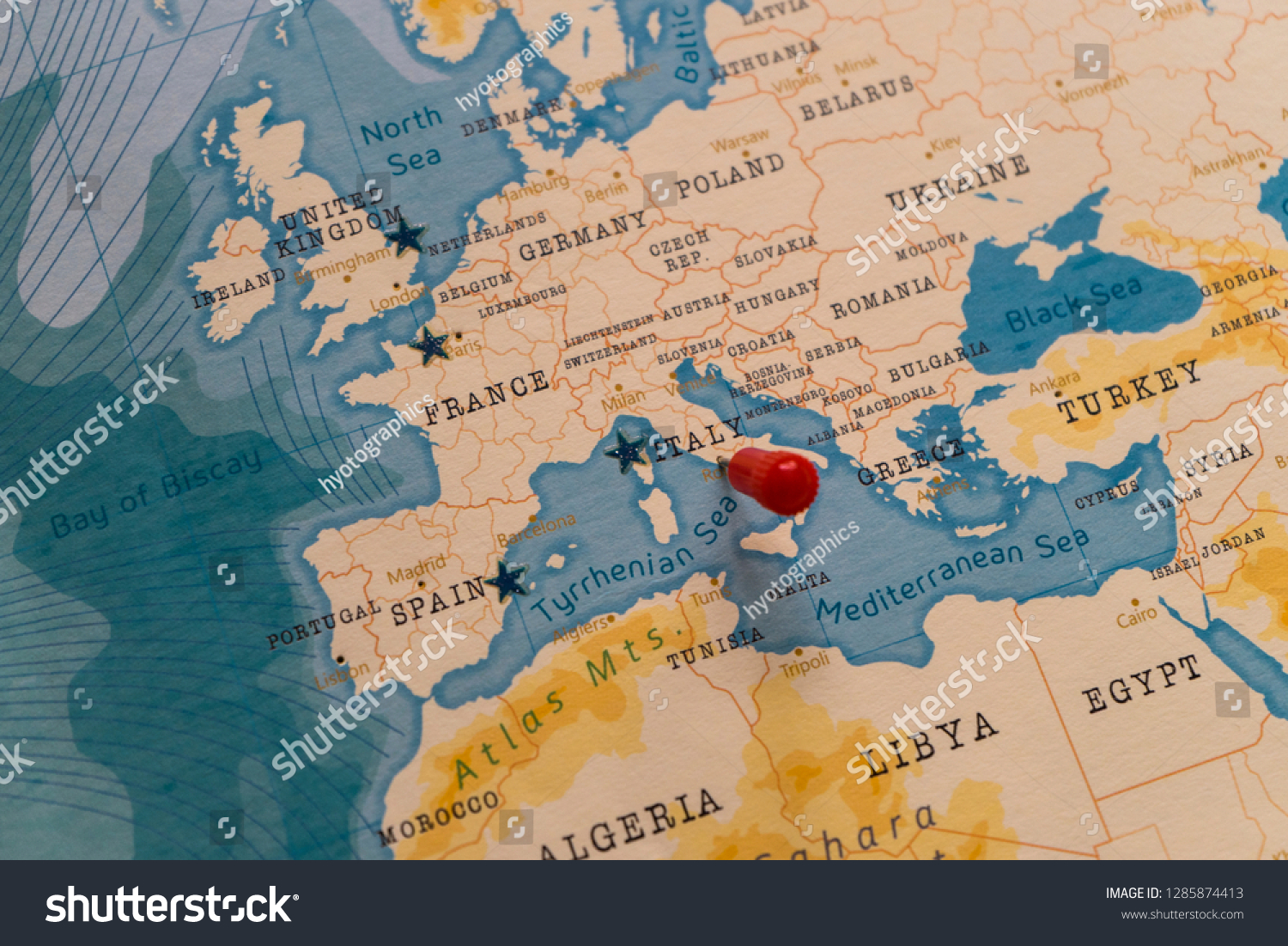 Rome Italy On World Map Pin On Rome Italy World Map Stock Photo 1285874413 | Shutterstock