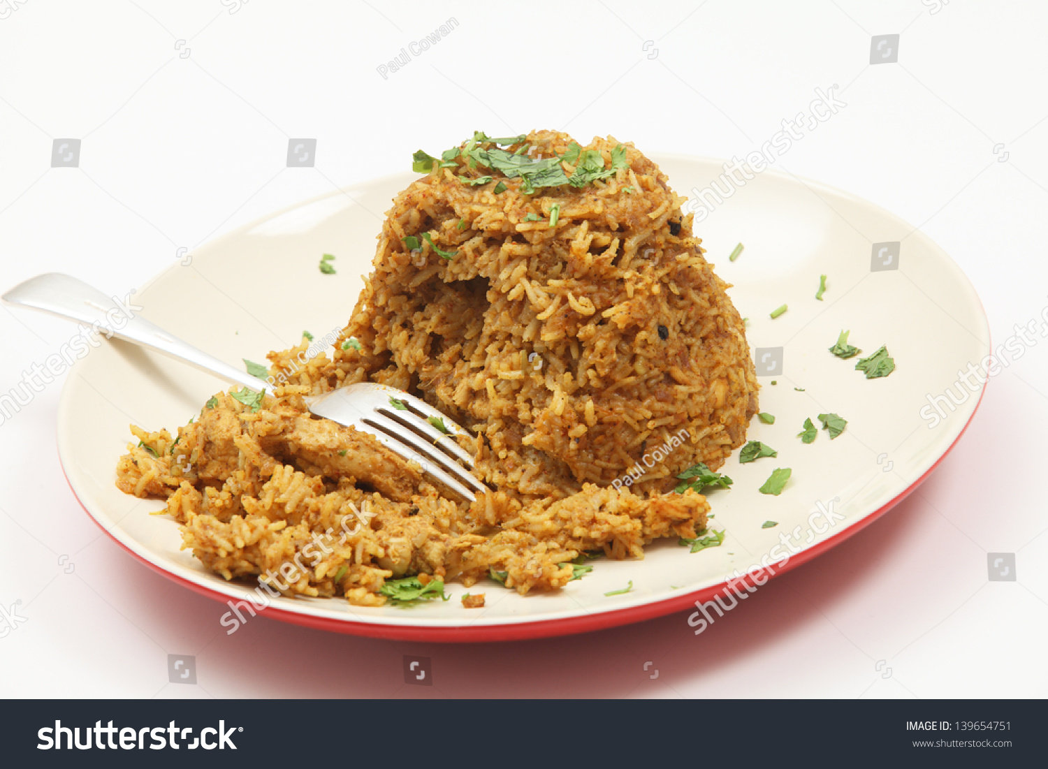 A Plate Of Traditional Indian Chicken Biryani, Garnished With Coriander ...